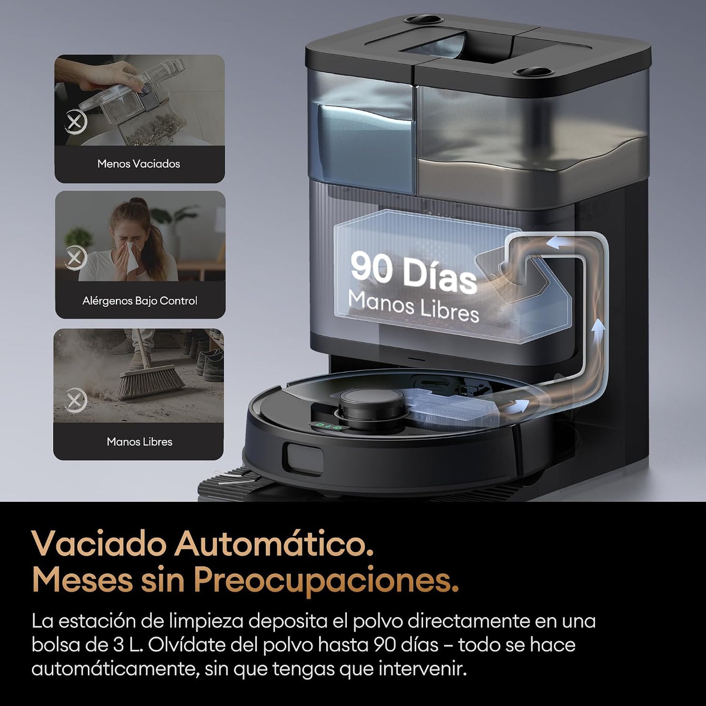 Ultenic MX50 Robot Aspirador y Fregasuelos con IA y Estación Todo en Uno | Autolimpieza con Agua Caliente 65°C y Secado 45°C | Mopa Extensible y Elevación Automática | 20000 Pa Autovaciado 90 Días