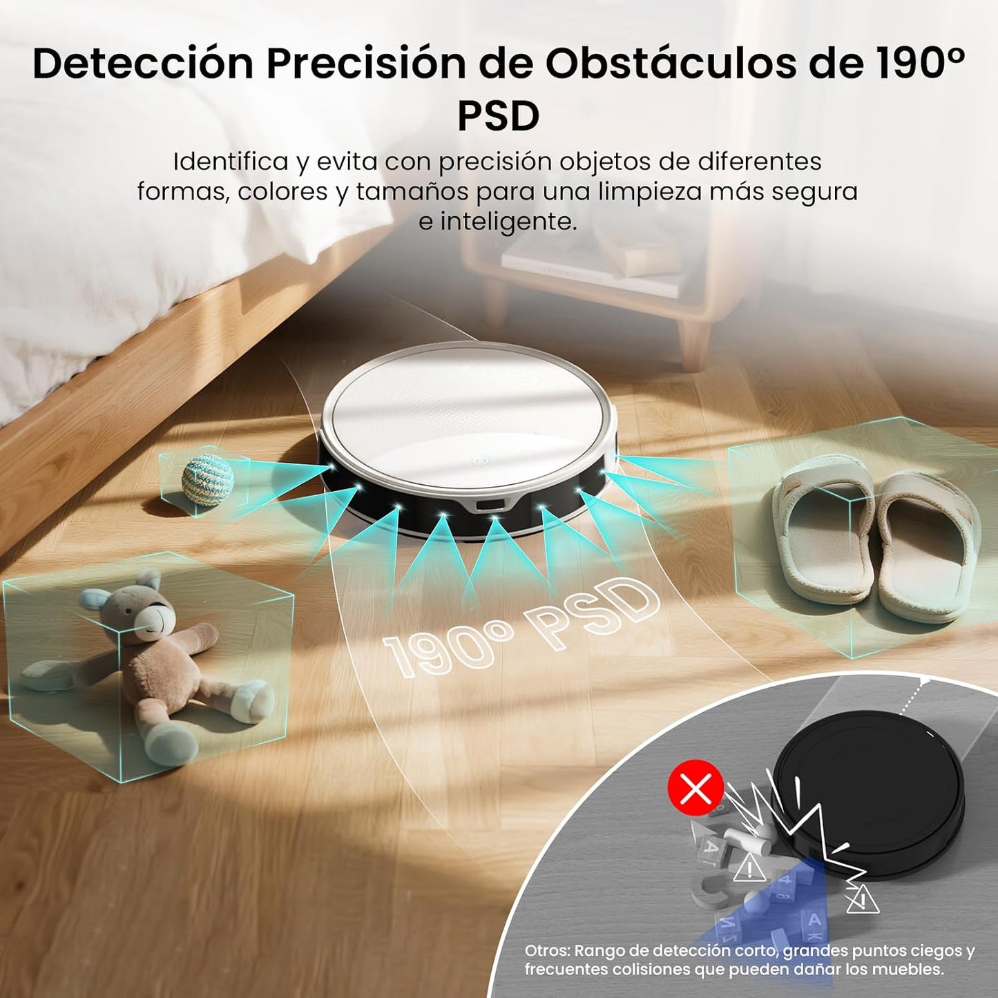 Lefant M350 Robot Aspirador y Fregasuelos con Mapeo Láser ToF, Cuerpo Ultra Delgado 7.9 cm, Succión 6000 Pa, Autovaciado 75 Días, Ideal para Apartamentos, WiFi/Alexa/App,Blanco