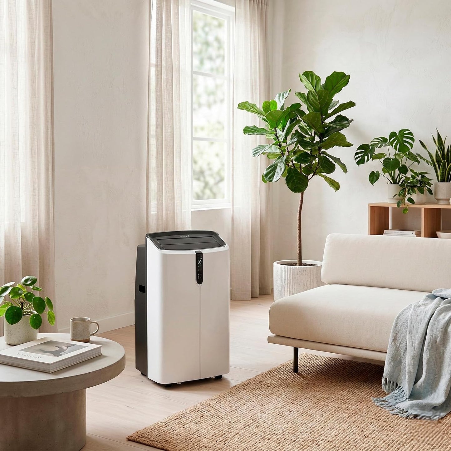 EVVO Clima Silent - Aire Acondicionado Portátil hasta12000 BTU con Bomba de Calor - Pingüino Frío y Calor, Deshumidificador, Modo Noche y Función Turbo. Incluye Kit de Ventana (P12)