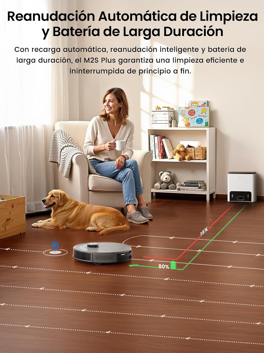 Lefant M2S Plus Robot Aspirador y Fregasuelos Lavador con Estación, 10000Pa, 240min, Navegación dToF, Aspirador Automático Polvo, Evasión de Obstáculos, Alexa/App/WiFi, Gris