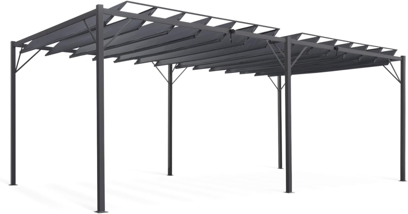 IDMarket – Pergola cuchillas orientables 3 x 6 m, color gris antracita