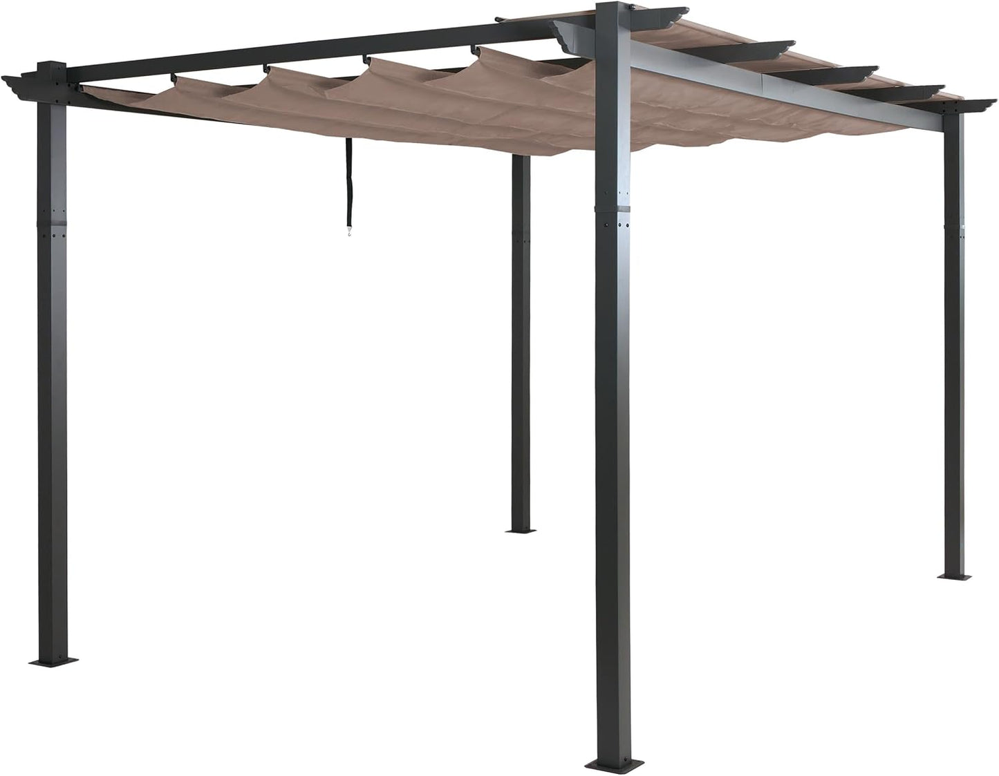 Pérgola de aluminio HWC-N93, cenador para jardín, estable estructura de 8 cm, techo solar UV50+ 3 x 4 m, color topo