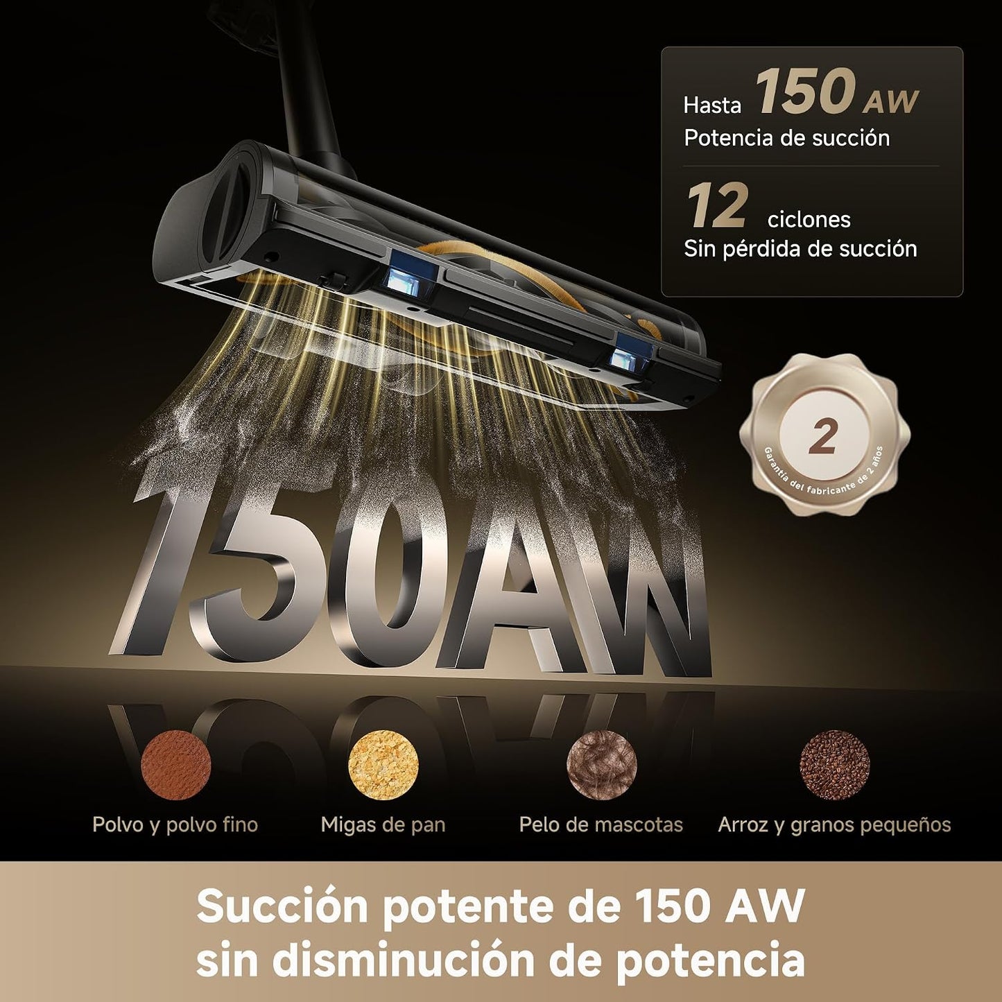 DREAME R20 SE-A Aspirador Sin Cable, 20000 PA/Succión 150 AW, 90 min, Pantalla LED, Vaso De Polvo 0,6 L, Vaciado Fácil del Polvo, Cepillo Antienredos Iluminado, Filtro 5 Capas