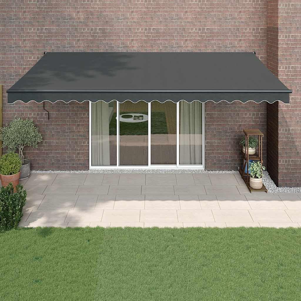 Brokky Toldo Motorizado 5 x 3 m Toldo Articulado Eléctrico con Mando a Distancia para Terraza, Jardín-Antracita-5 x 3 m-Marco Antracita