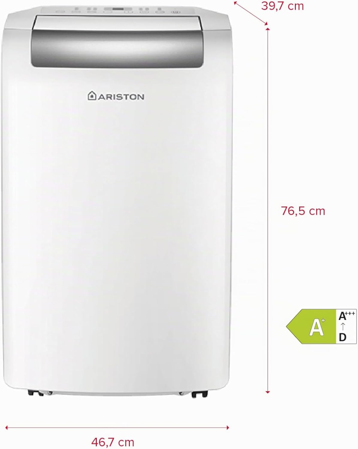 Ariston, Mobis 10- Pinguino Aire Acondicionado Portátil Silencioso con Temporizador y Mando a Distancia, Climatizador 24x69x2.5 Blanco Fabricado para Instalación en España, Eficiencia A+ Rango(A+++/D)