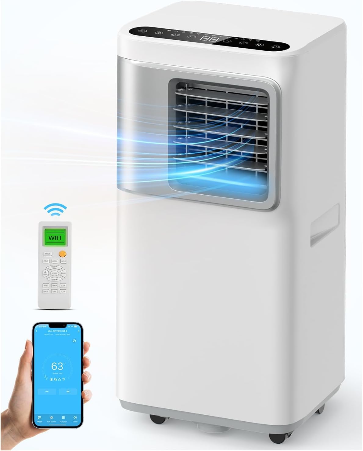 Aire acondicionado portátil 16000 Btu para habitación grande de hasta 750 pies cuadrados 5 en 1 unidad de CA inteligente con aplicación WiFi/control remoto, enfriamiento rápido, deshumidificador y