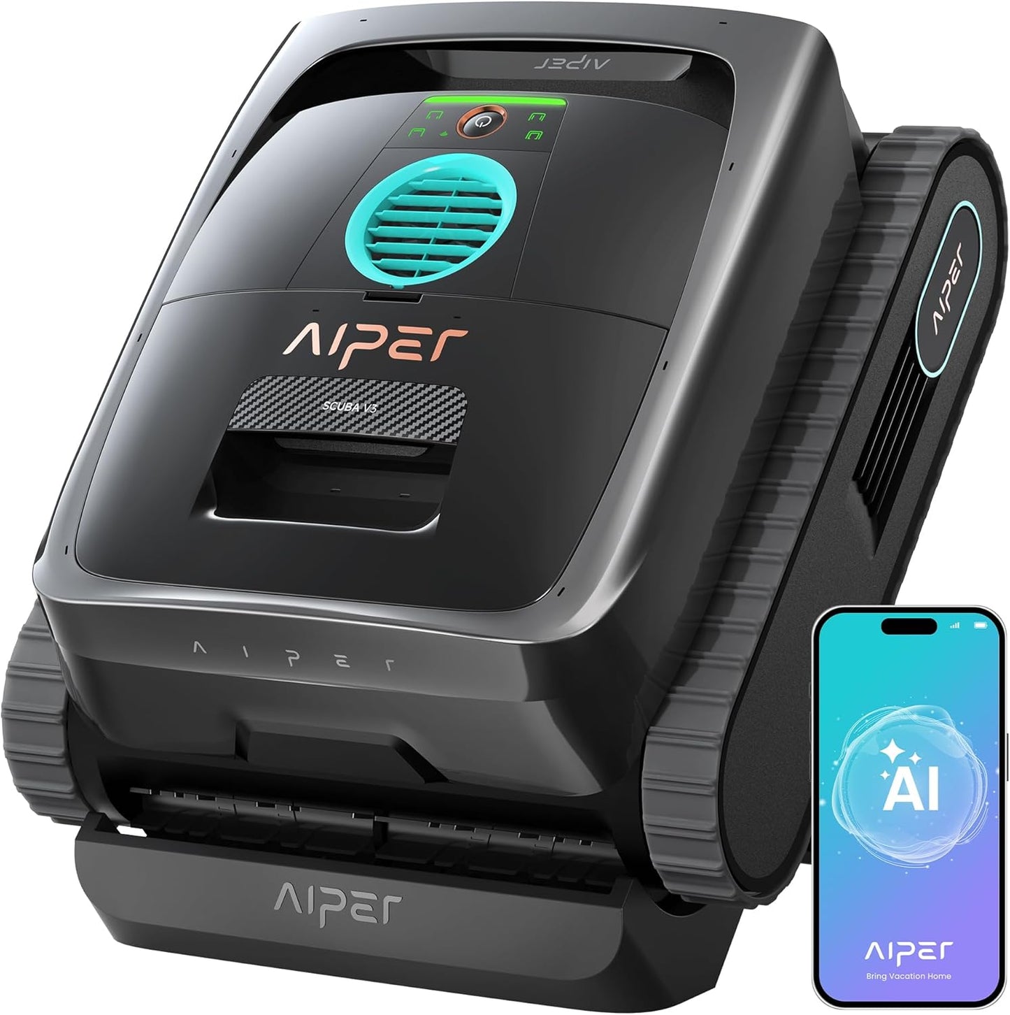 AIPER (Nuovo 2026) Scuba V3 Robot Limpiafondos Piscina Fondo y Paredes con Visión por IA, Limpiafondos Ligero con App, Succión Potente, Filtro de 3 μm, para Piscinas de hasta 200 m²