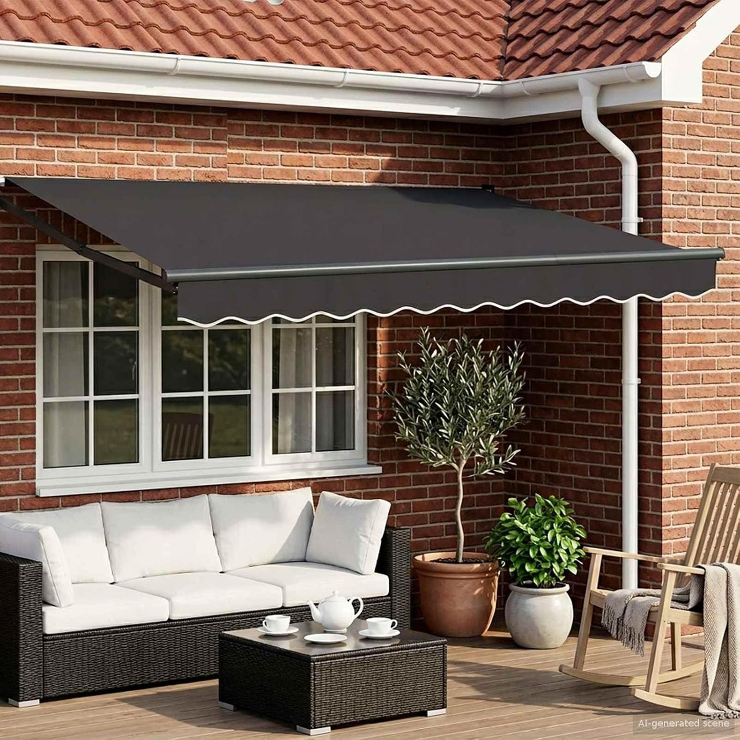 vidaXL Toldo Retráctil Eléctrico Antracita 3,5 x 2 m, Toldo eléctrico Moderno, Sombra retráctil, Cubierta Solar motorizada, Ajuste fácil, protección UV para el jardín