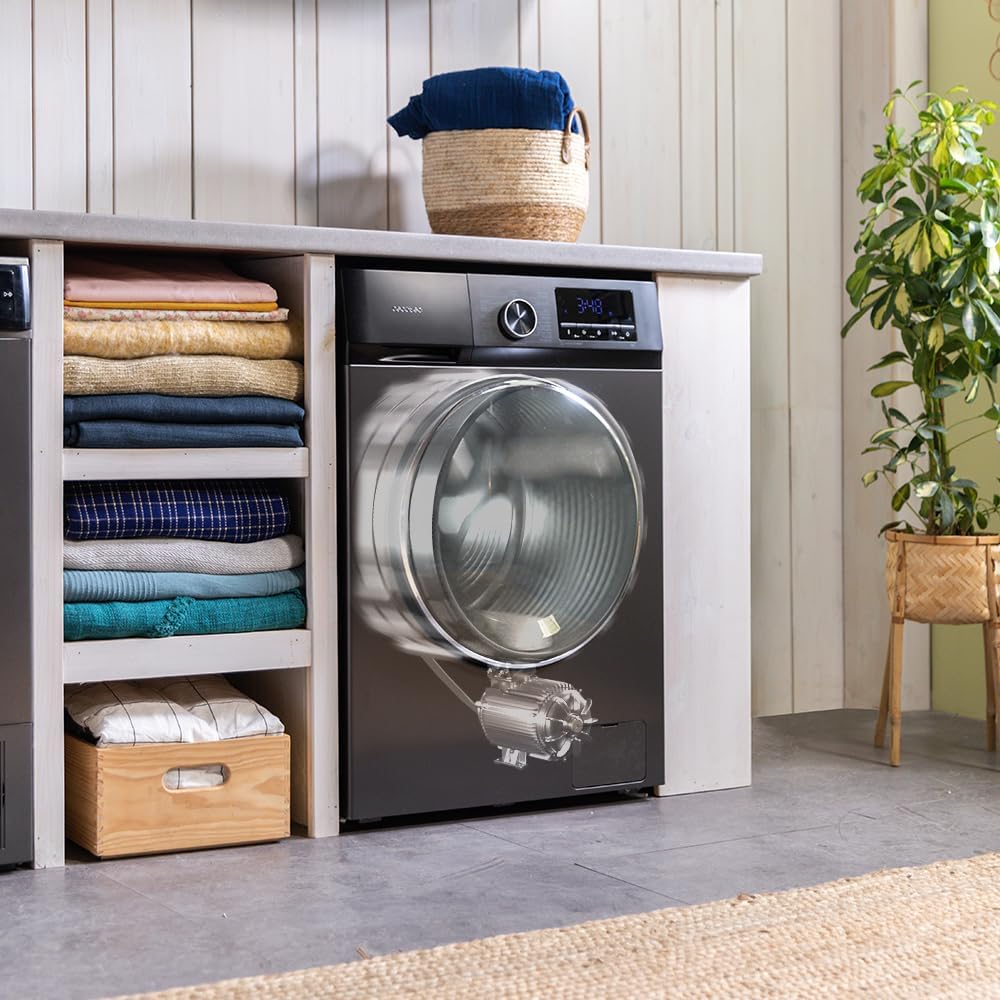 Lavadora 8Kg Carga Frontal Bolero Dresscode 8500 Inverter Steel A. 1900W, 1400 rpm, Motor Inverter Plus, Bajo Consumo, 16 Programas, SteamMax, Delay Start, Acero