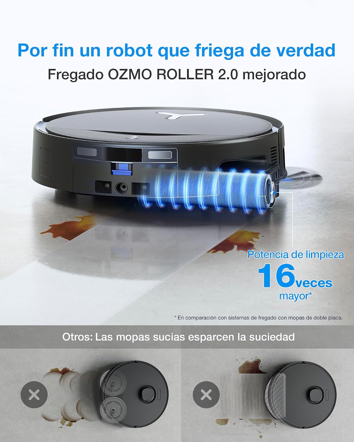 ECOVACS DEEBOT T80S Omni Robot Aspirador y Mopa, 24 800 Pa, OZMO Roller 2.0, Tecnología ZeroTangle 3.0, Mecanismo Triple Lift, Lav Mopa con Agua Cal a 40-75 °C, Secado Aire Cal, Negro