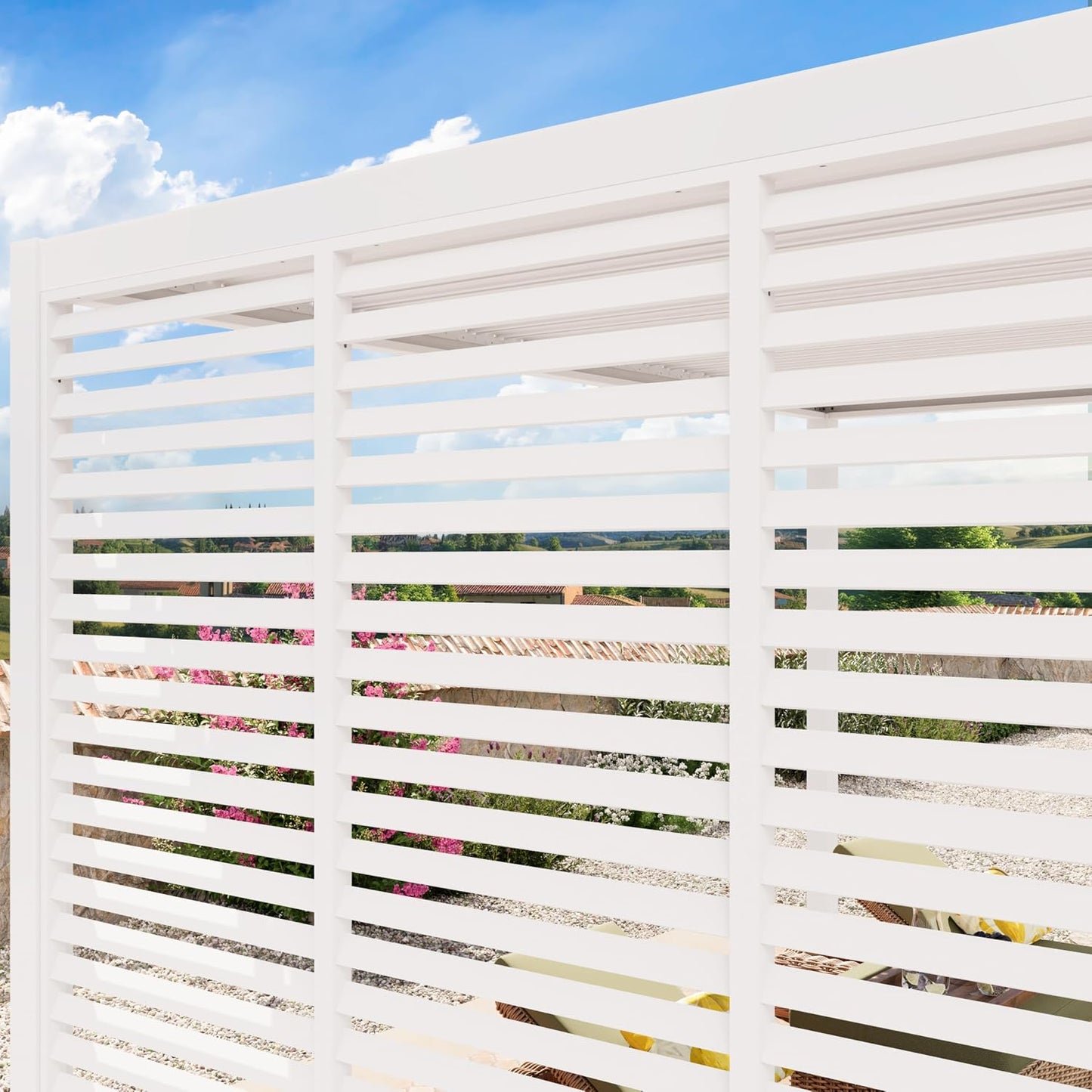 PRIMEYARD Pared de Lamas de 3 Piezas en Aluminio - Panel estático en Blanco para Pergola Premium