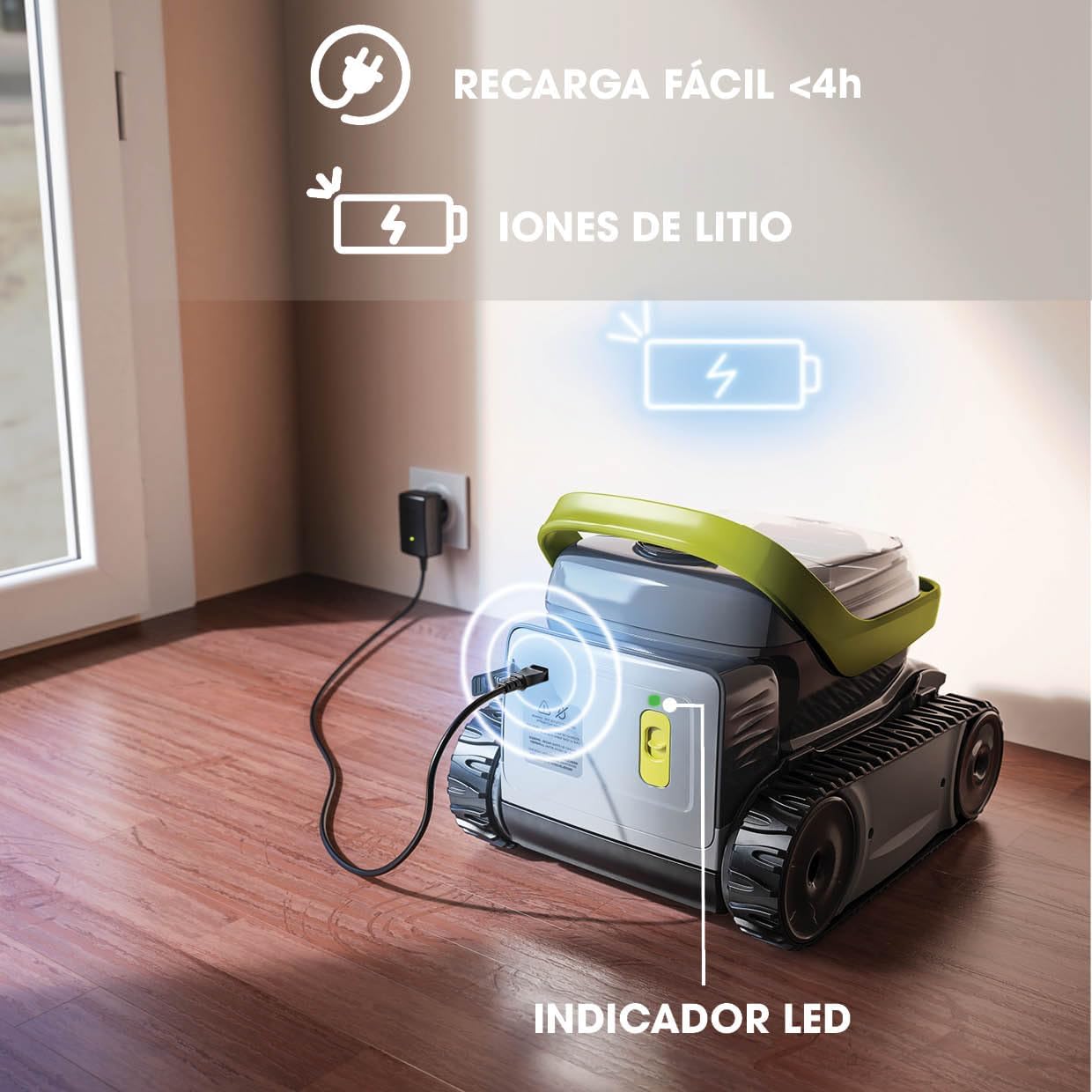 Zodiac Limpiafondos Piscina Pixel OP 3220-Batería para Robot de Piscina, Limpia el Suelo y Las Paredes de Piscinas de hasta 8 x 4 m. Batería de Litio, Ciclo de 2 Horas, filtración Fina.