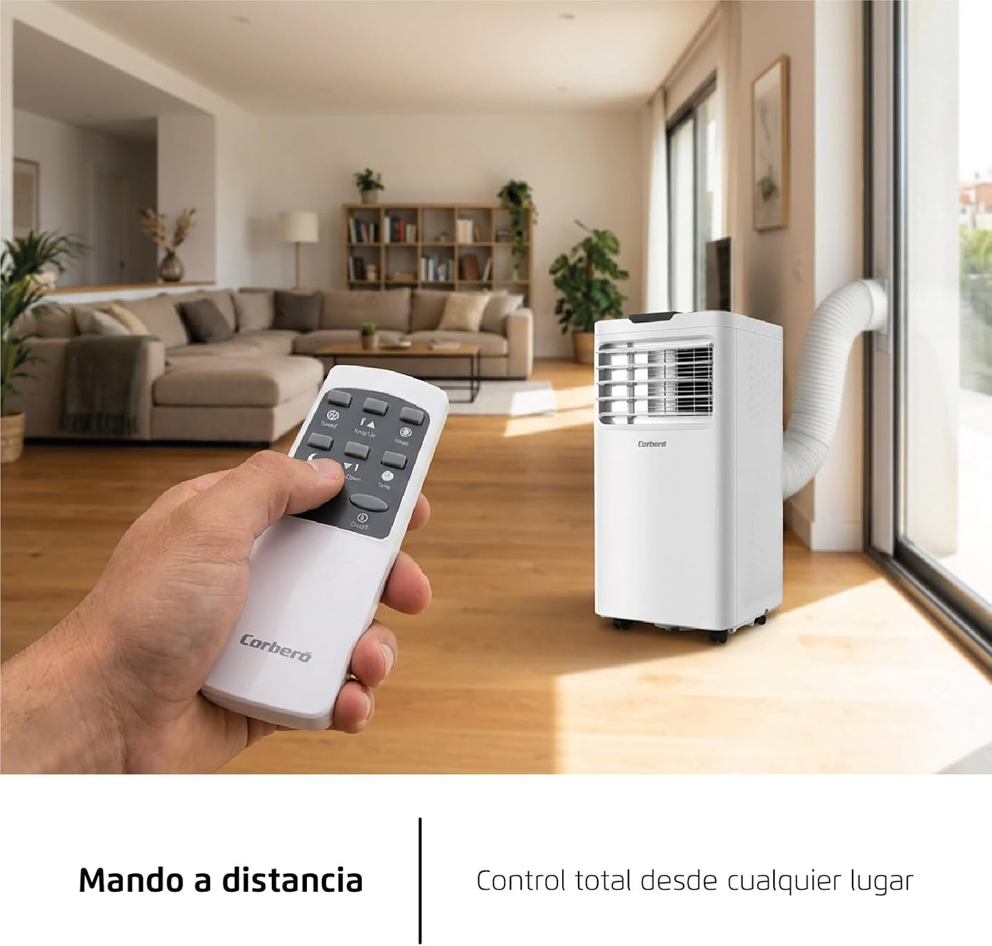 Corberó - Aire Acondicionado Portátil 3 en 1 con Mando | CPC12 | 12000BTU- 3500 Frigorías | Cobertura 22-25 m² | 16-31 ºC | Refrigeración | Ventilador | Deshumidificación |Temporizador