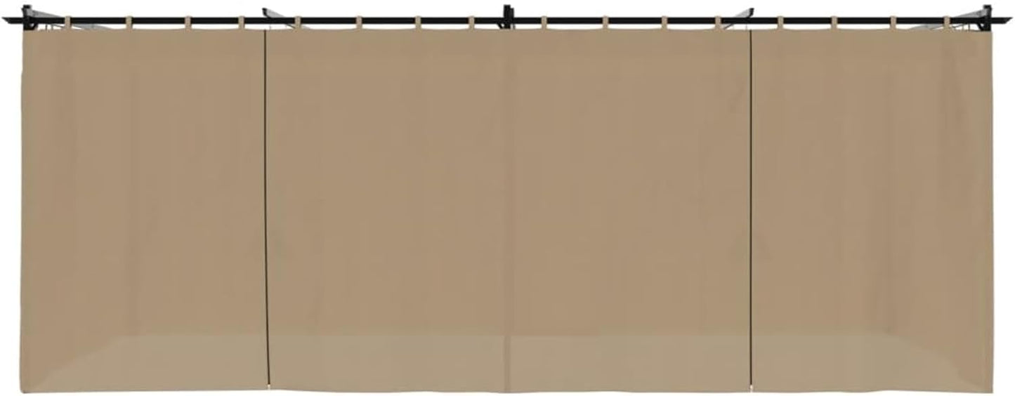 Pérgola de Jardín con Techo y Cortinas, Pérgola de Aluminio 6x3 m, Cenador de Jardín con Techo Retráctil, Poliéster Resistente al Agua y a UV para Patio Terraza Exterior Taupe