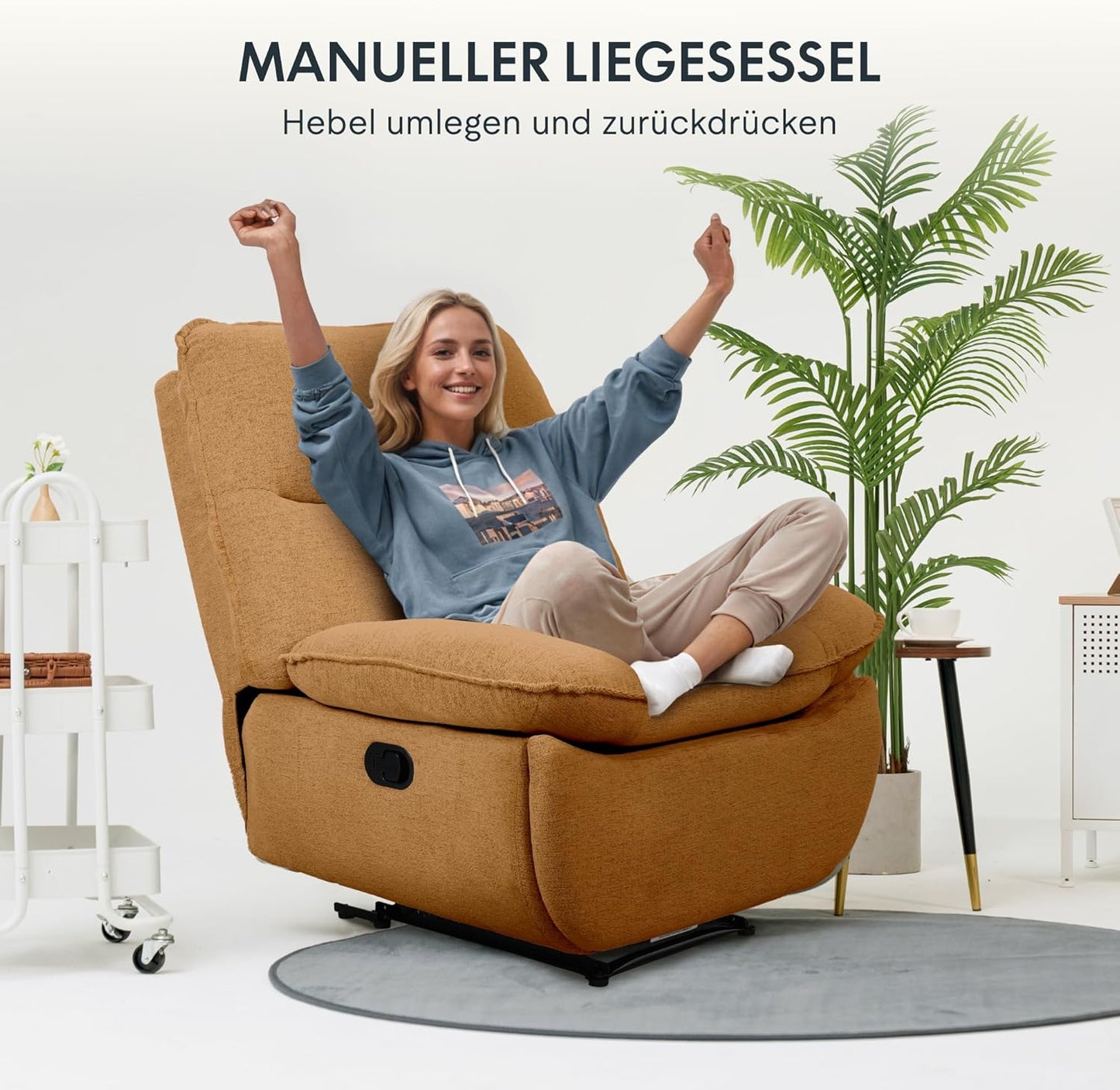 FLEXISPOT XC6 Sillón Relax, Sófa Giratorio con Función Balancín, Sillon TV con Respaldo Ajustable, Silla Reclinable para Dormitorio, Salón y Cine en Casa (Beige)