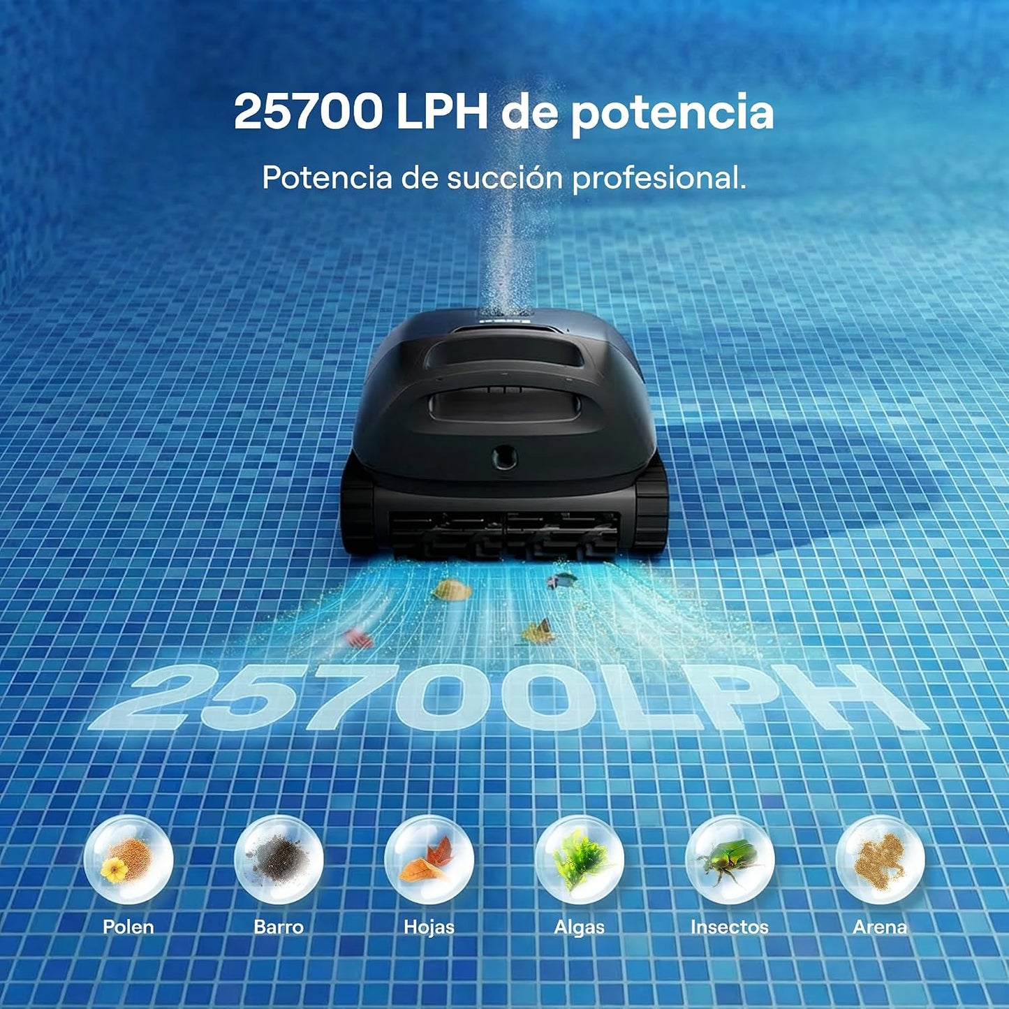 (2026 Nuevo) Beatbot Sora 10 Robot Piscina limpiafondos y Paredes, Plataformas y línea de flotación, Estacionamiento línea flotación, 5l residuos,Controllo App,Piscinas enterradas/elevadas,Azul Marino
