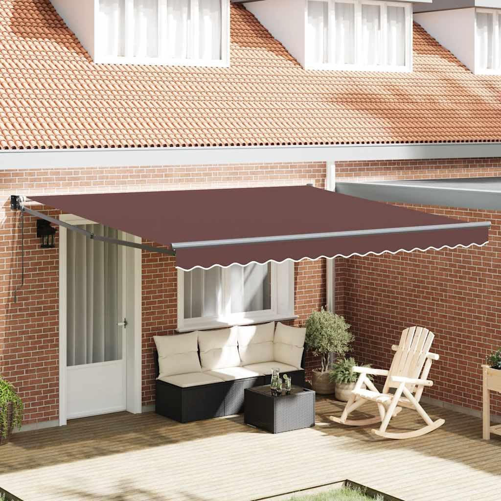 Brokky Toldo Motorizado 4X 3 m Toldo Articulado Eléctrico con Mando a Distancia para Terraza, Jardín-Marrón-4 x 3 m-Marco Antracita