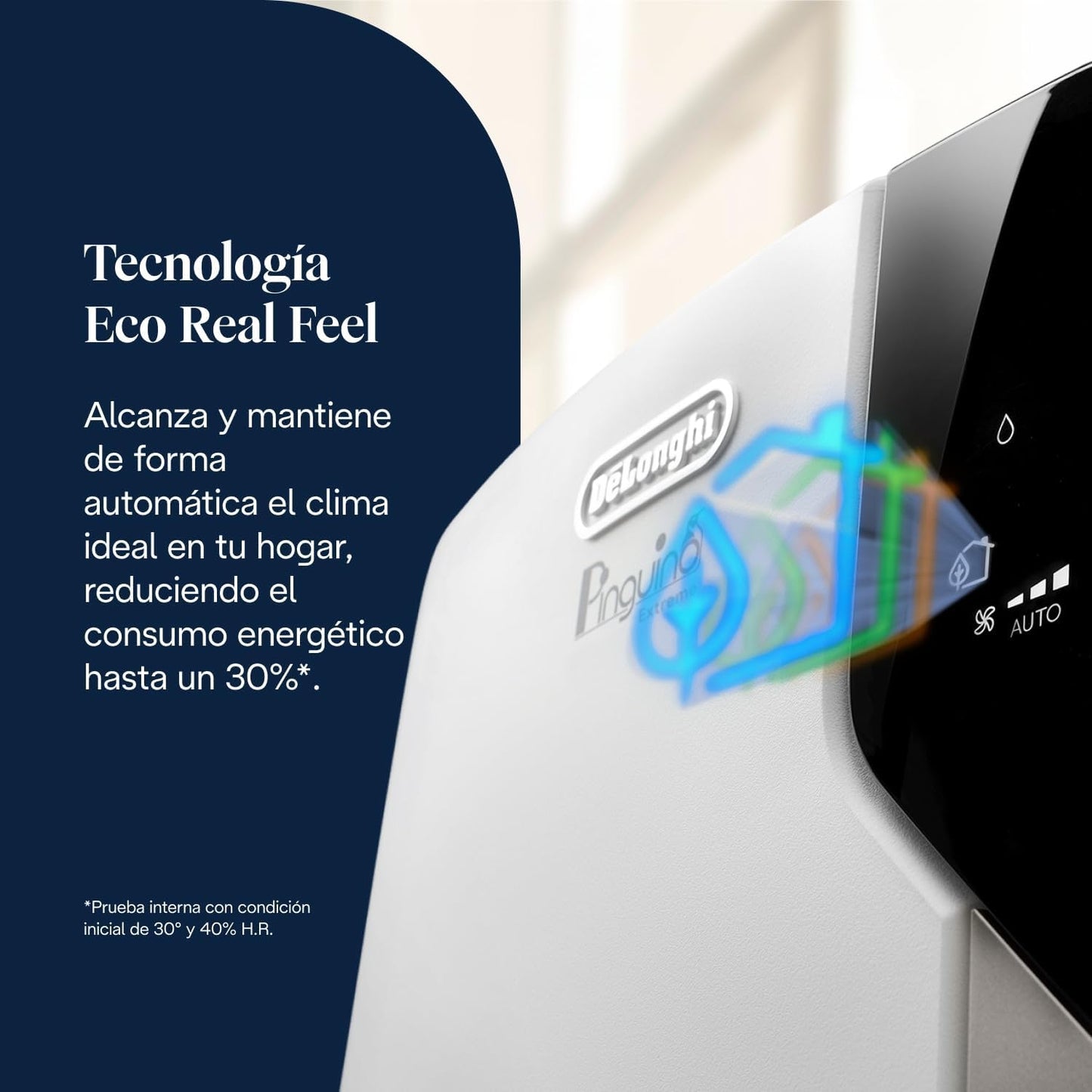 De'Longhi Pinguino PAC EX93 Extreme Aire Acondicionado Portátil Silencioso con Tecnología Arctic Whisper Extreme, 9.400 BTU/h, 2.5 kW, hasta 85 m³, Clase A+