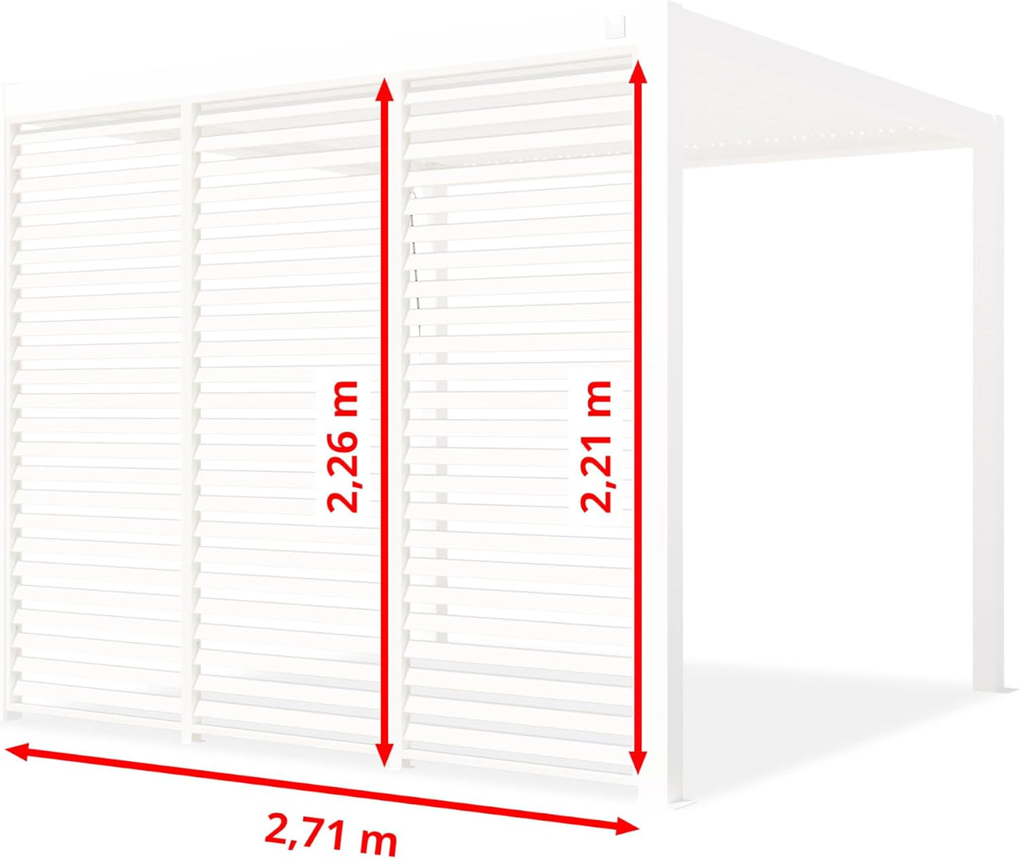 PRIMEYARD Pared de Lamas de 3 Piezas en Aluminio - Panel estático en Blanco para Pergola Premium