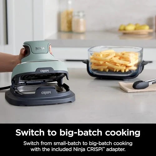 2026 Ninja Crispi Freidora de Aire Caliente, Compatible con Microondas, Congelador y Lavavajillas, Sistema de Cocina Portátil en Vidrio No Tóxico, Recipiente de Vidrio de 1,5 L con 6 Tazas y Tapas