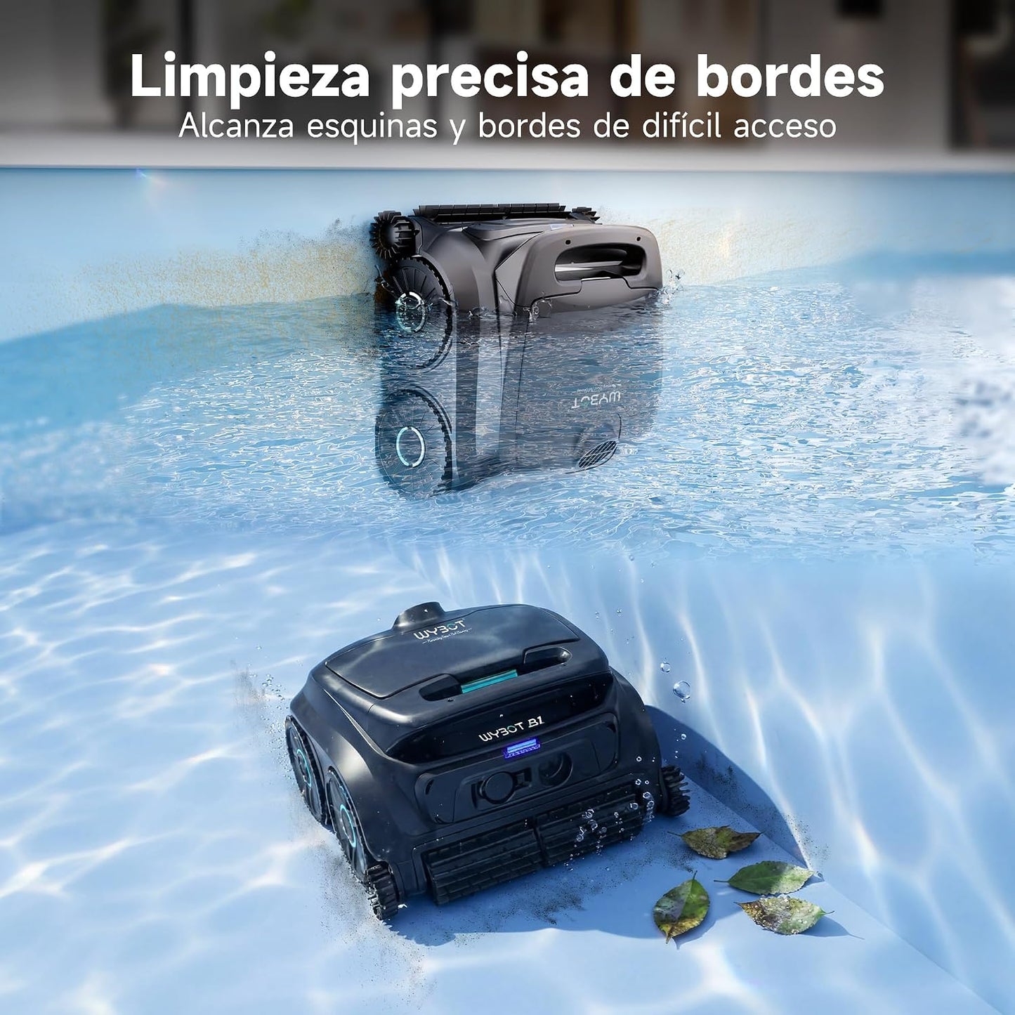WYBOT B1 Robot de Piscina inalámbrico para Piscinas pequeñas, Robot de Limpieza Inteligente Ligero con Control de aplicación, Cubierta de Pared y Suelo, Dos cepillos Laterales, Negro y Verde