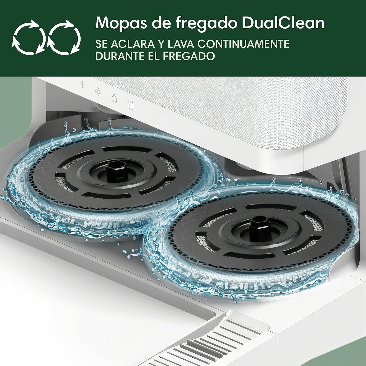 iRobot Roomba Plus 405 Combo con Base AutoWash multifunción y autolimpiable, Lavado y Secado mopas DualClean elevables, Clearview LiDAR,75 días de autovaciado, Doble fregado con SmartScrub, App_B