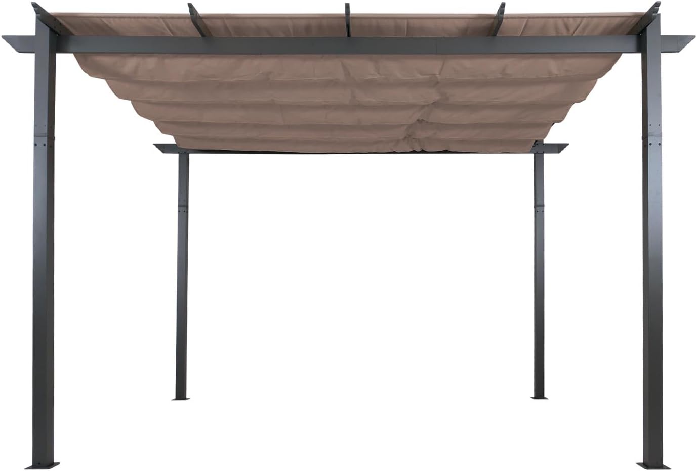 Pérgola de aluminio HWC-N93, cenador para jardín, estable estructura de 8 cm, techo solar UV50+ 3 x 4 m, color topo