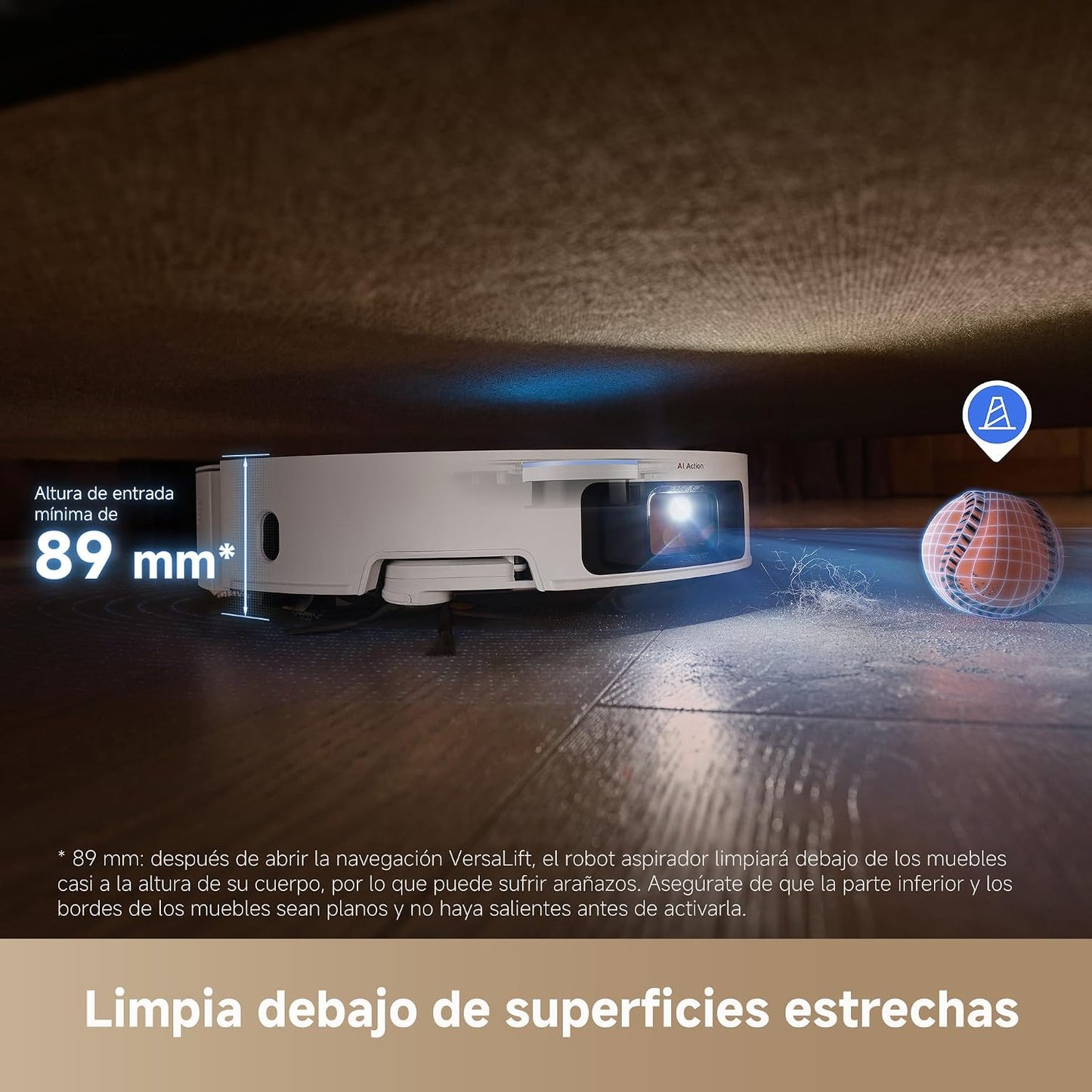 DREAME X50 Ultra Complete Robot Aspirador y Fregasuelos, 20000Pa Succión, Overcoming Obstacles hasta 6 CM, Control de Radar Elevado y Bajado, Limpieza a Fondo de Esquina a Borde, App Control, Blanco