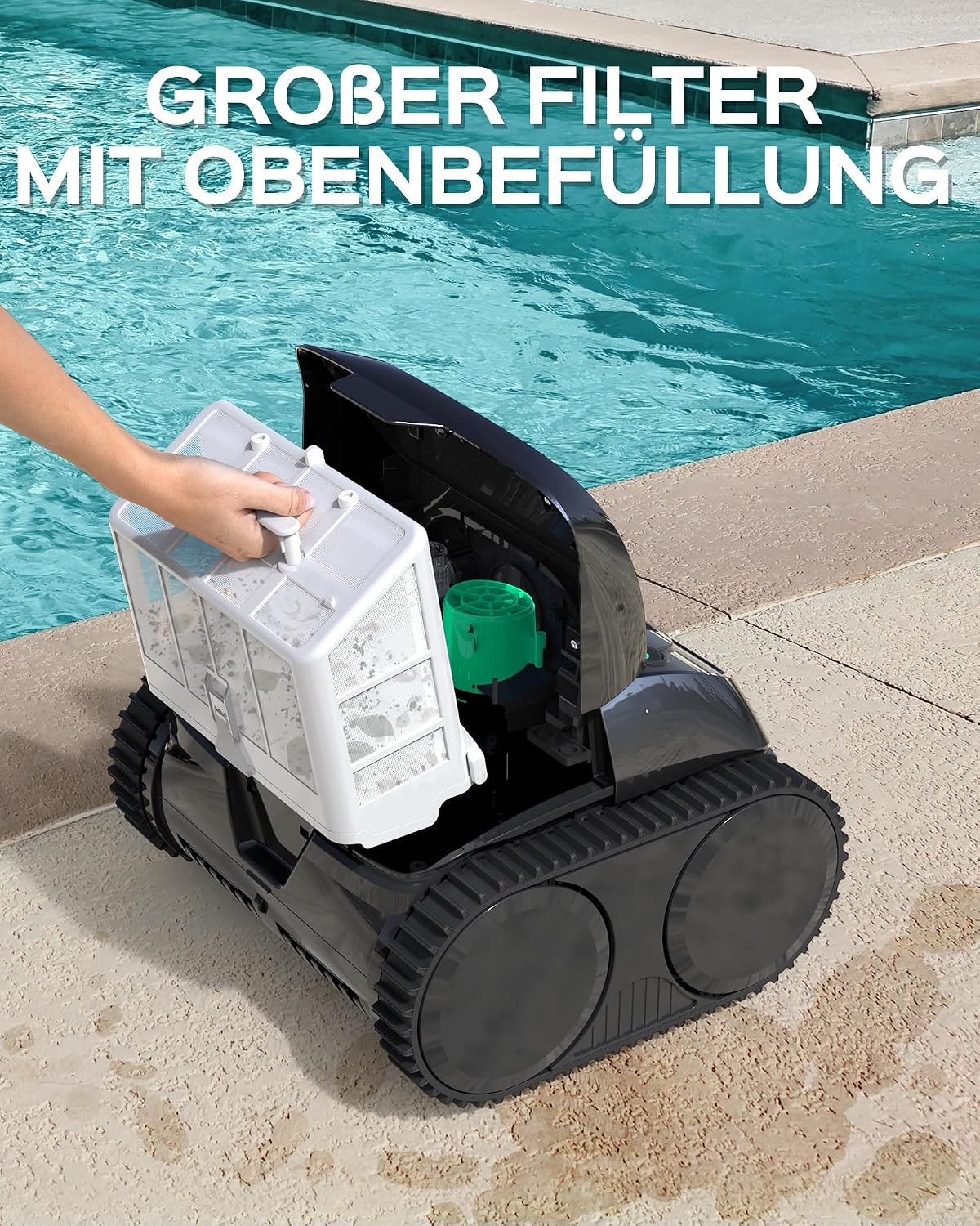 WYBOT C1-Plus Robot Piscina Limpiafondos y Paredes, para Piscinas enterradas y elevadas, 160min autonomía, Limpieza 4-en-1 (160m²), Navegación Inteligente & App, Negro Tinta