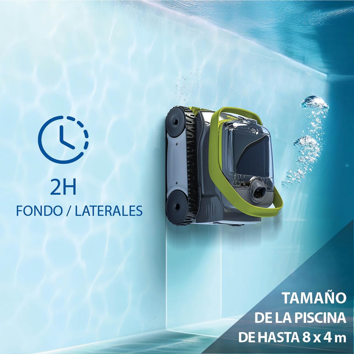 Zodiac Limpiafondos Piscina Pixel OP 3220-Batería para Robot de Piscina, Limpia el Suelo y Las Paredes de Piscinas de hasta 8 x 4 m. Batería de Litio, Ciclo de 2 Horas, filtración Fina.