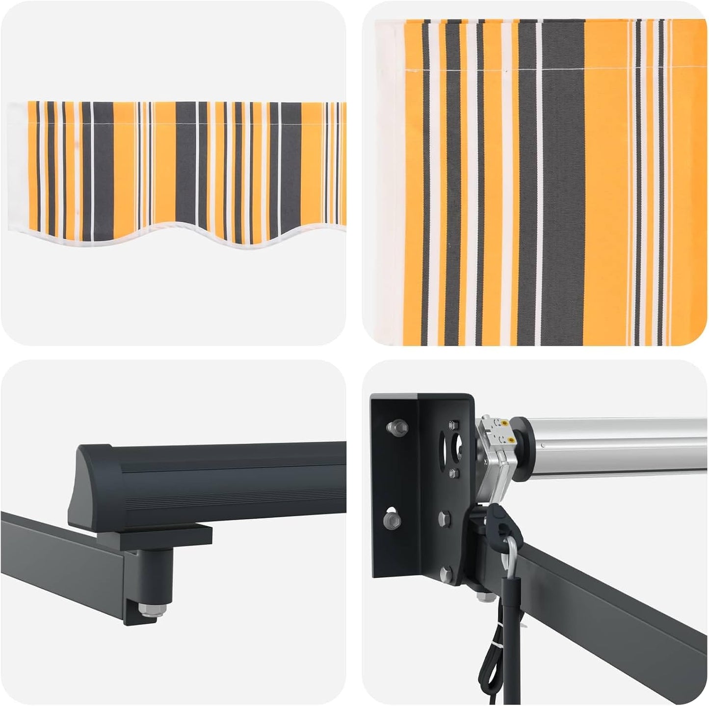 VidaXL - Toldo retráctil eléctrico, color amarillo, gris, antracita, 2,5 x 2 m, toldo eléctrico moderno, sombra exterior con mando a distancia, cobertizo de aluminio, protección solar ecológica