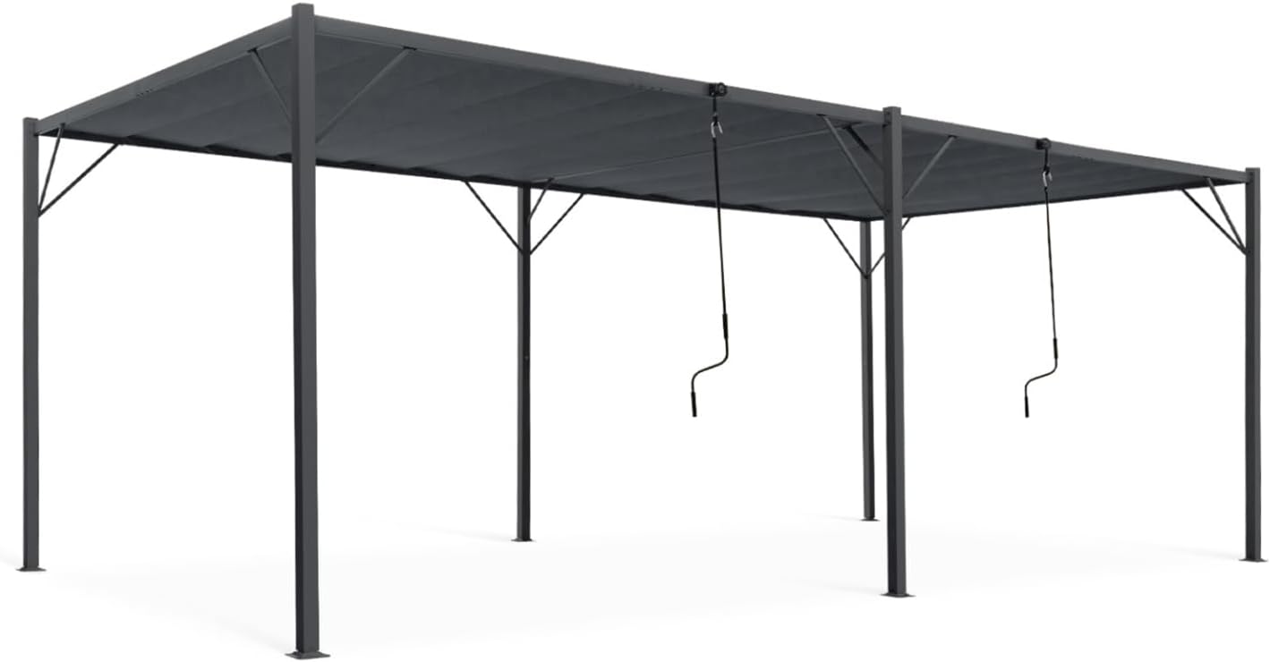 IDMarket – Pergola cuchillas orientables 3 x 6 m, color gris antracita
