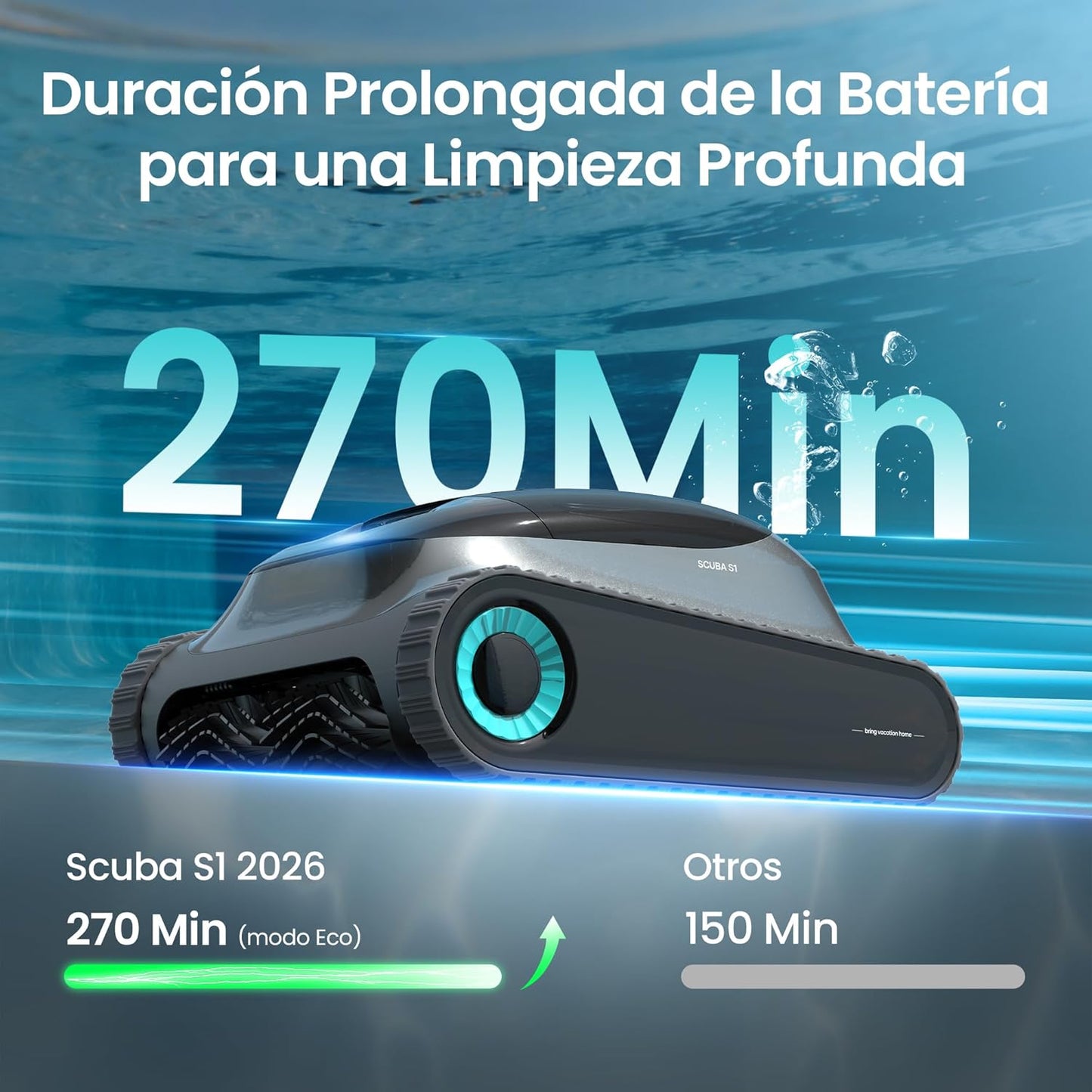 (2026 Upgrade) Aiper Scuba S1 Robot Piscina, Plan de Limpieza Semanal Personalizado, 270 Min de Autonomía,Limpieza de Fondo/Paredes/Línea de Agua,Navegación Inteligente con 11 Sensores,Control por App