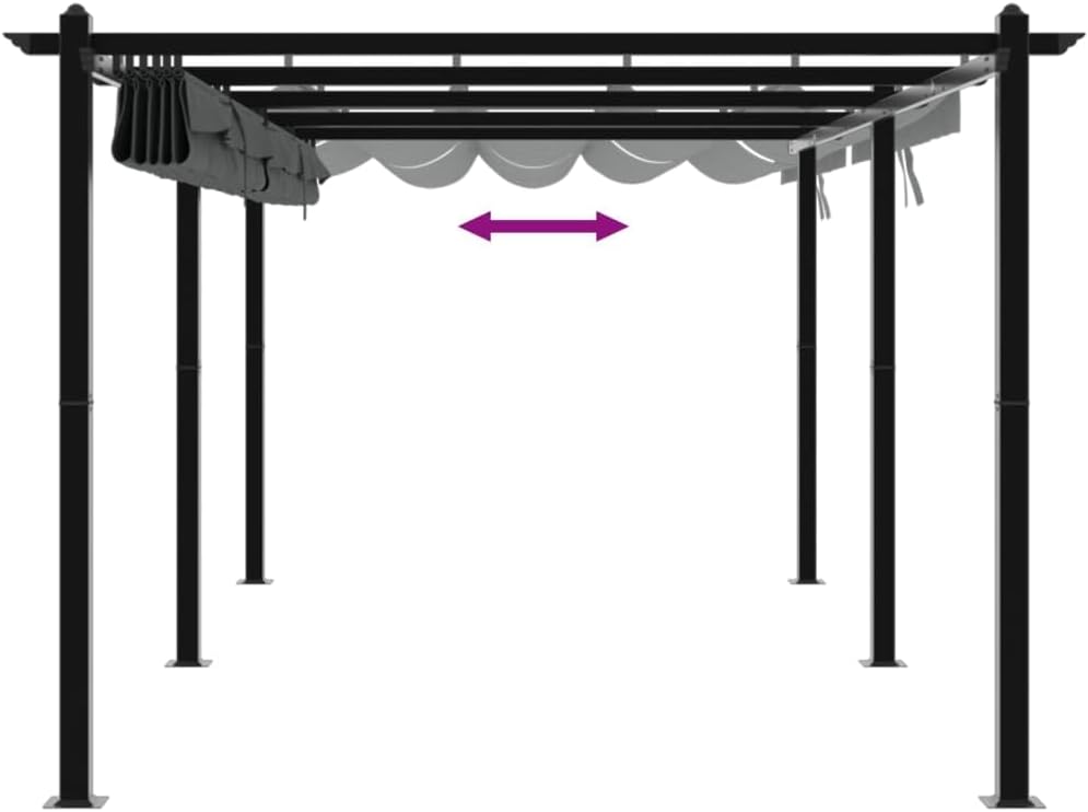 vidaXL Cenador de jardín con Techo retráctil Aluminio Antracita 3x6 m, cenador de Exterior, pabellón, pérgola, cenador de Patio, pabellón de jardín