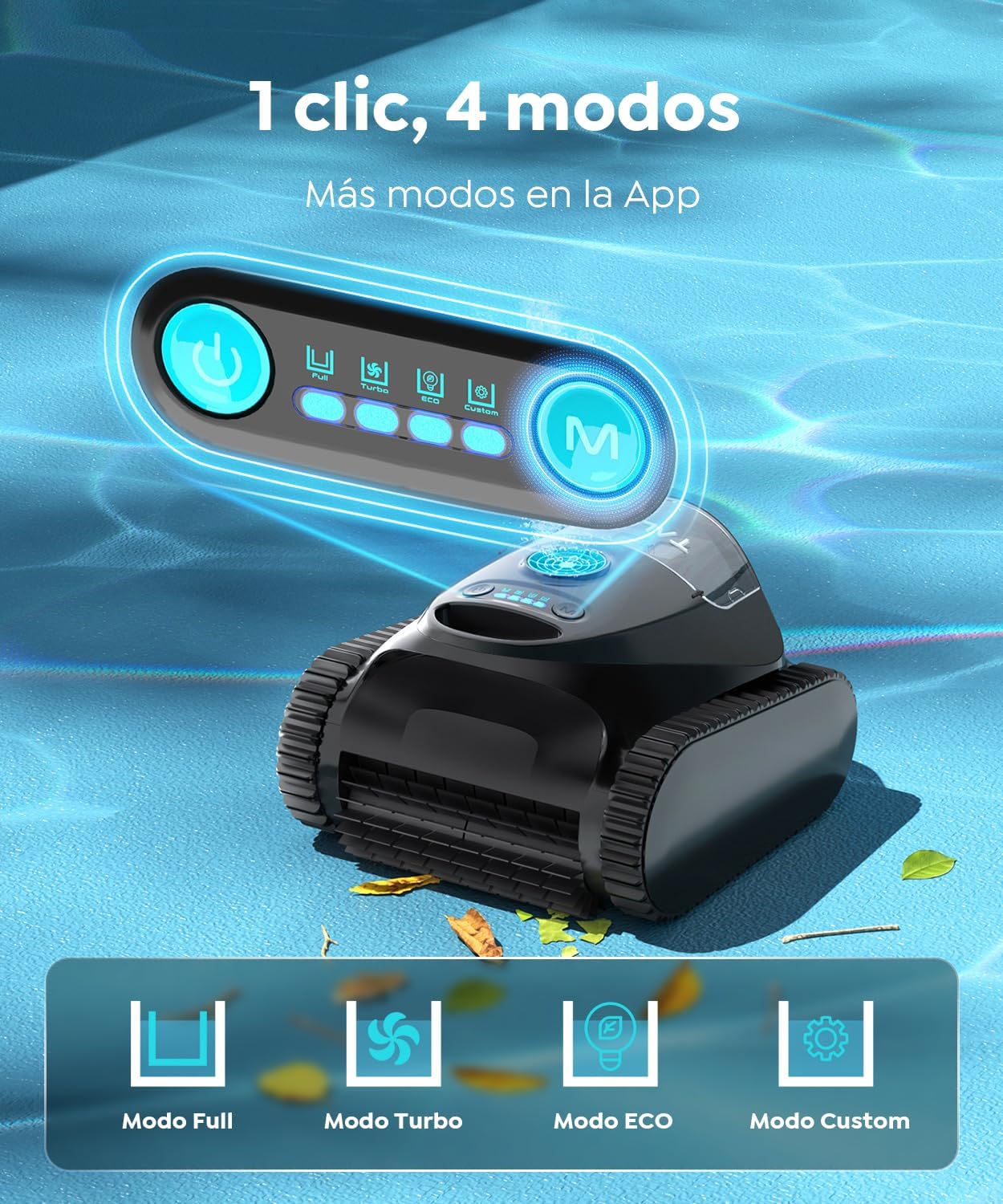 C1 Robot Piscina Limpiafondos y Paredes, Doble Filtro, 7 Modos de Limpieza, 180 min Autonomía, Aspirador Piscina con App, Limpiafondos Piscina de hasta 150 m²，Azul Noche