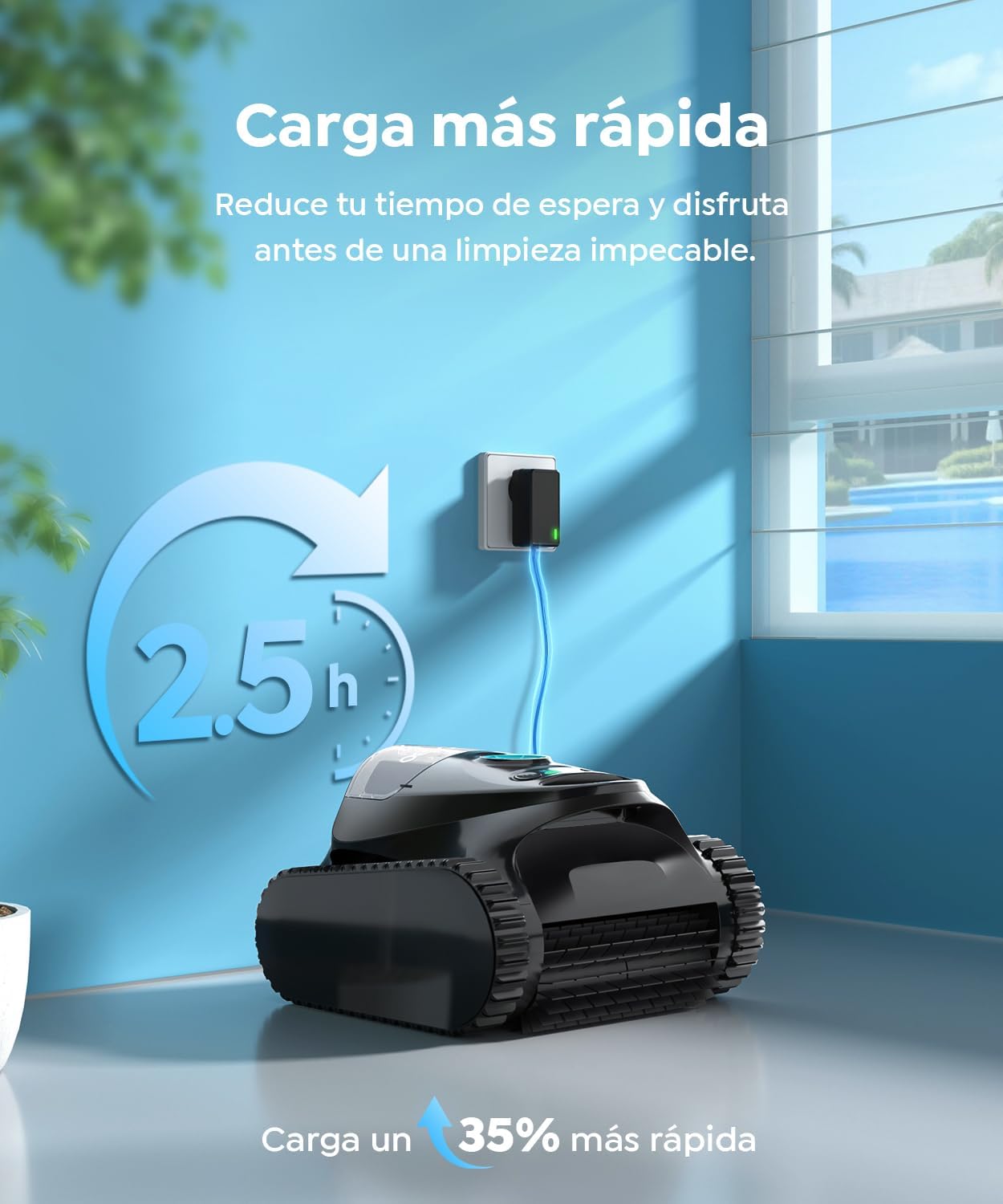C1 Robot Piscina Limpiafondos y Paredes, Doble Filtro, 7 Modos de Limpieza, 180 min Autonomía, Aspirador Piscina con App, Limpiafondos Piscina de hasta 150 m²，Azul Noche