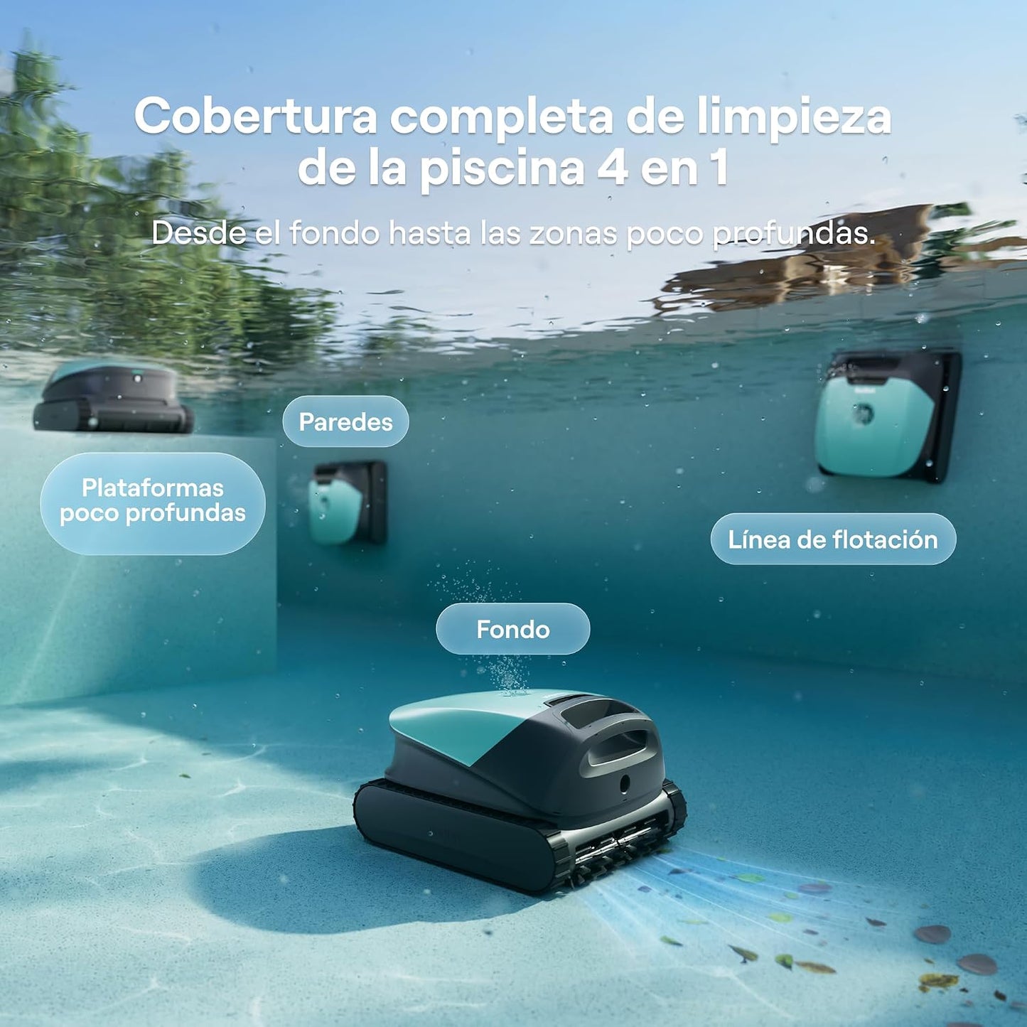 Beatbot (2026 Nuevo) Sora 10 Robot Piscina limpiafondos y Paredes, Plataformas y línea de flotación, 25700 LPH, Estacionamiento línea flotación, 5l residuos,App,Piscinas enterradas/elevadas,Mint
