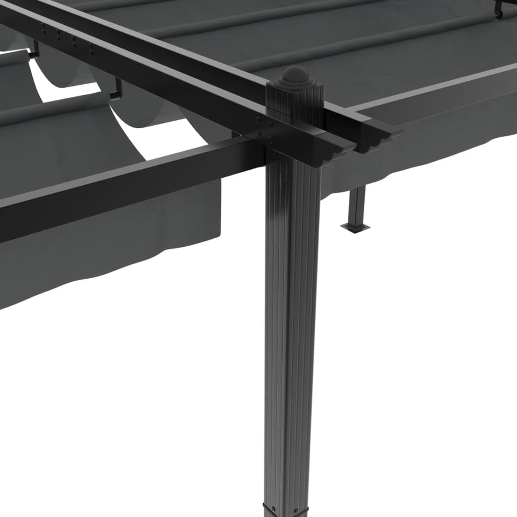 vidaXL Cenador de jardín con Techo retráctil Aluminio Antracita 3x6 m, cenador de Exterior, pabellón, pérgola, cenador de Patio, pabellón de jardín