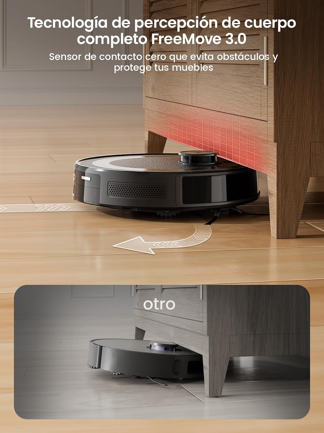 Lefant M2 Robot Aspirador y Fregasuelos 2 en 1, 160min Automático, 6000Pa, Navegación Láser, Evitación PSD, Limpieza Personalizada, Ideal para Limpiar Pelo de Mascotas y Suelos Duros, Negro