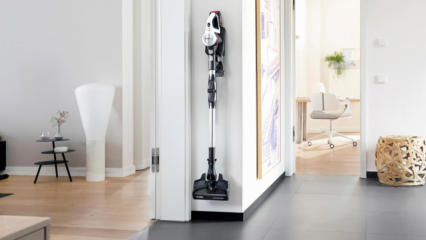 Bosch - Aspirador sin Cable Unlimited 7, Pack de batería de 3.0 Ah, Tubo Flexible, diseño Ligero, Accesorios, Luces LED, Blanco BBS711W
