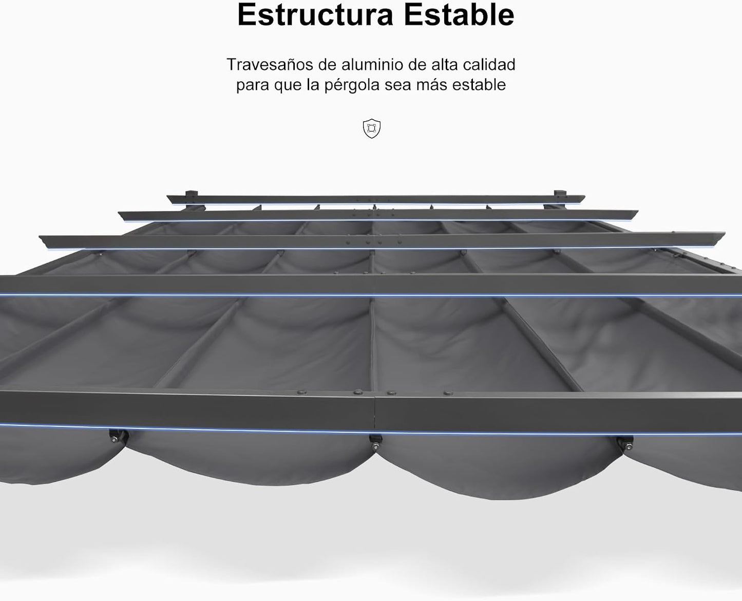 PURPLE LEAF Pergolas de Jardin Aluminio Cenadores para Jardin 4 x 3 M Pérgolas con Techo Retráctil Tela para Camping Fiesta Celebraciones, Gris