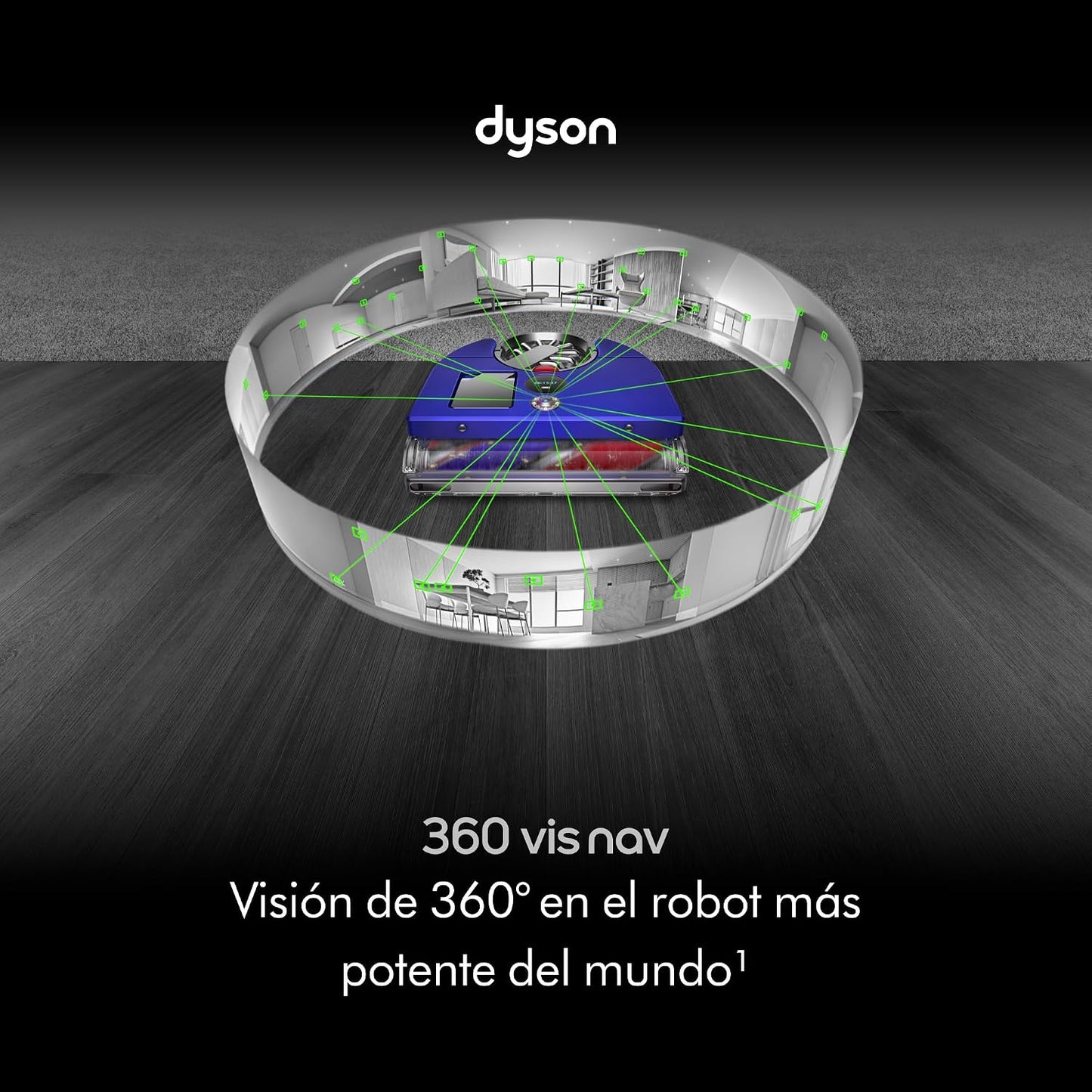 Dyson 360 Vis Nav™ Robot aspiradora – Cepillo de Ancho Completo, diseñado para Todo Tipo de Suelos (Azul/Níquel)