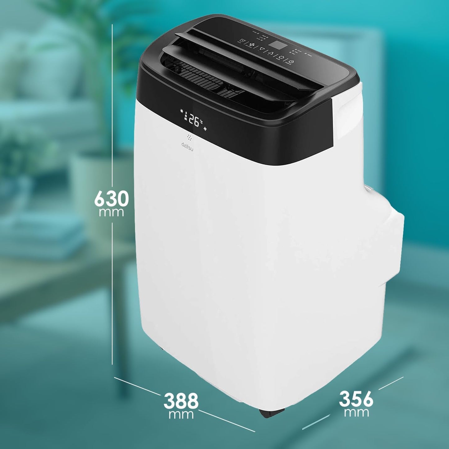 Daitsu Aire Acondicionado Portátil con Deshumidificador Alisios Premium APD 09FX2 | Mando a Distancia | Eficiente y Compacto para el Hogar y Oficina | Estancias hasta 22 m2.