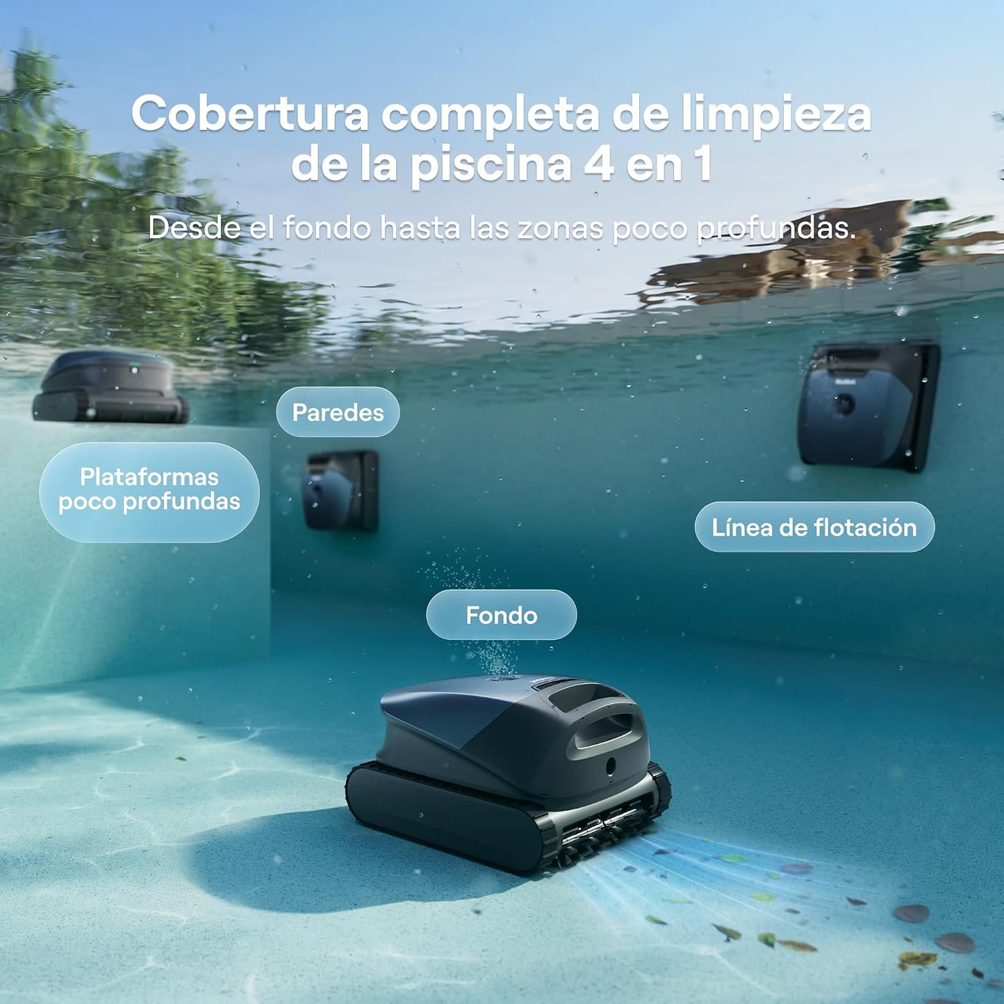 (2026 Nuevo) Beatbot Sora 10 Robot Piscina limpiafondos y Paredes, Plataformas y línea de flotación, 25700 LPH, Estacionamiento línea flotación, 5l residuos,Controllo App,Piscinas enterradas/elevadas