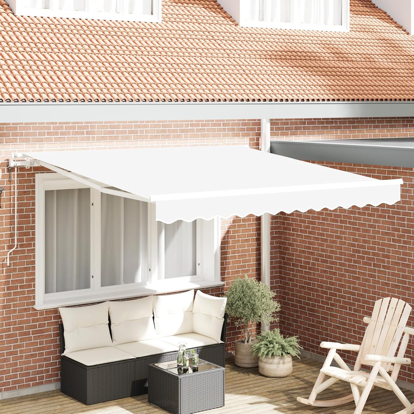 IKAYAA Toldo Motorizado 3 x 2.5 m, Toldo Electrico Exterior, Toldo Articulado Eléctrico con Mando a Distancia, Toldo Brazo Extensible para Terraza, Jardín, Blanco