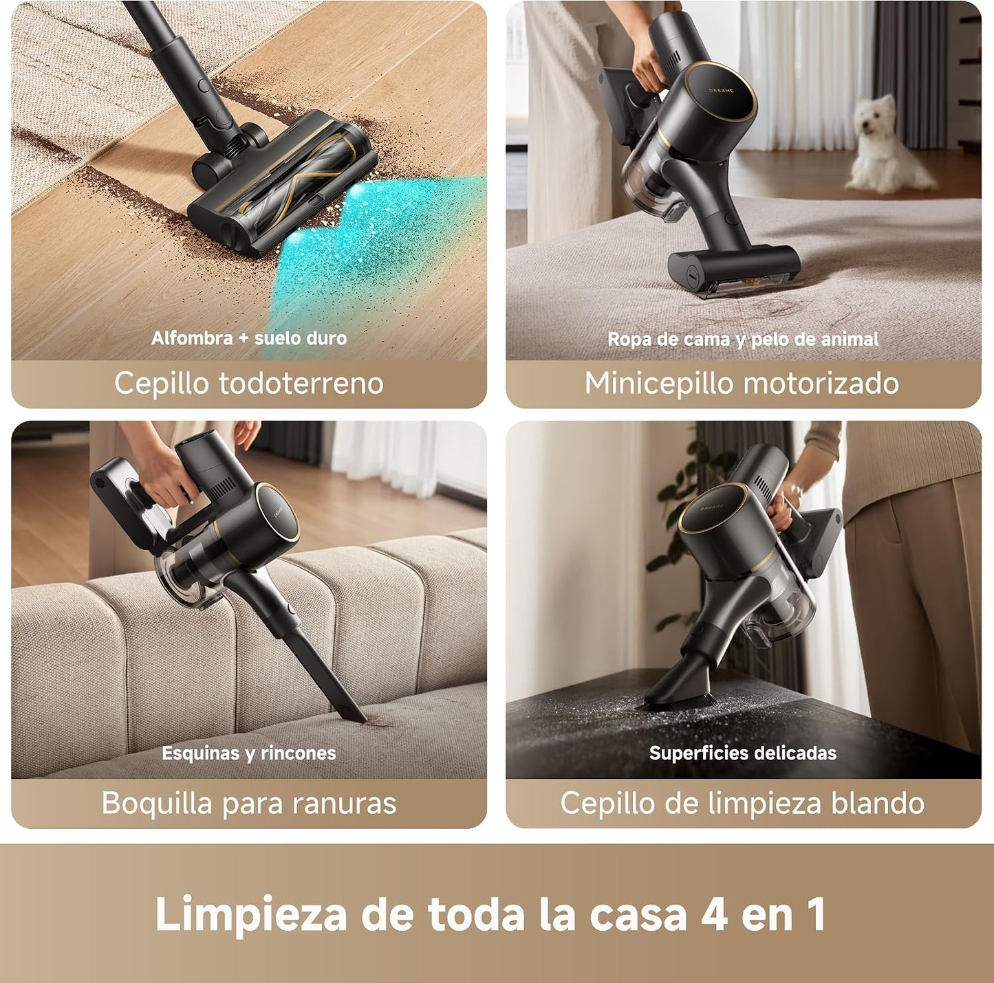 DREAME R20 SE-A Aspirador Sin Cable, 20000 PA/Succión 150 AW, 90 min, Pantalla LED, Vaso De Polvo 0,6 L, Vaciado Fácil del Polvo, Cepillo Antienredos Iluminado, Filtro 5 Capas