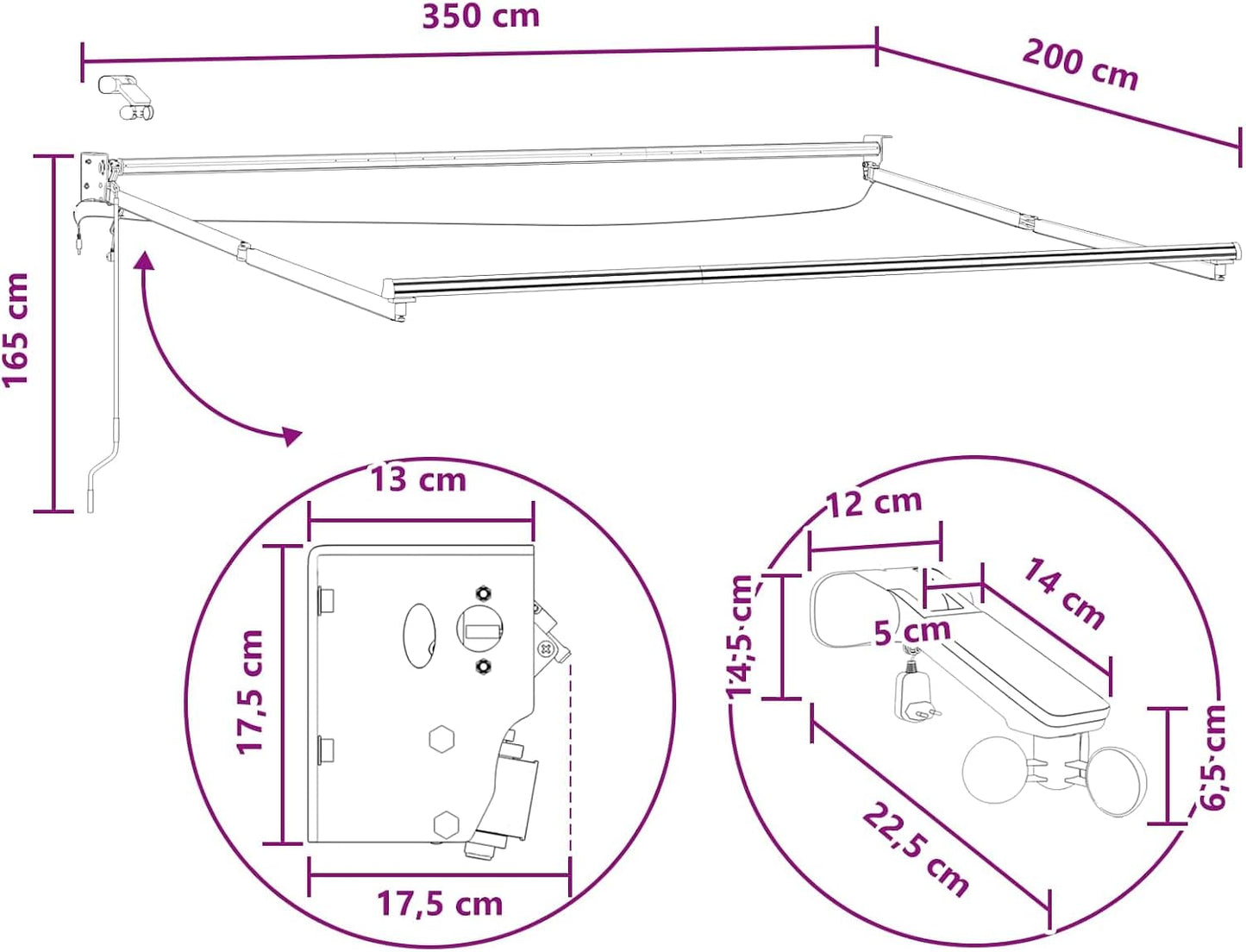 vidaXL Toldo retráctil eléctrico taupe 100% poliéster y aluminio, toldo eléctrico, moderno, automático, extensible, LED, protección de jardín, protección para exteriores, parasol funcional