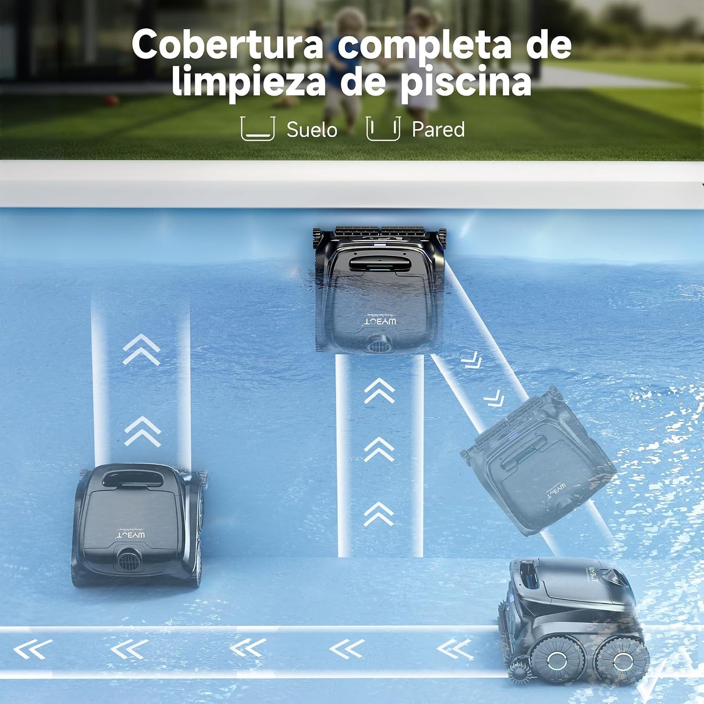 WYBOT B1 Robot de Piscina inalámbrico para Piscinas pequeñas, Robot de Limpieza Inteligente Ligero con Control de aplicación, Cubierta de Pared y Suelo, Dos cepillos Laterales, Negro y Verde