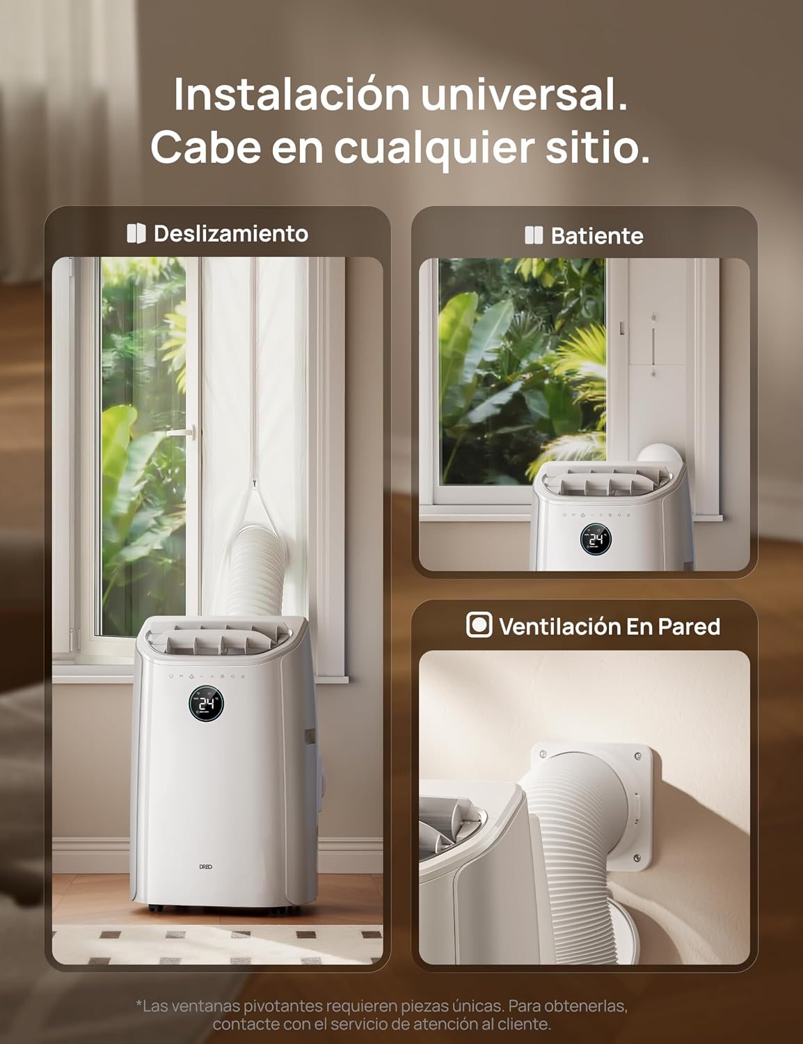 DREO Aire Acondicionado Portátil de 10000 BTU para Habitación, Refrigeración sin Drenaje, Silencioso, Control por Aplicación/Voz, Temporizador de 24 Horas, con Ventilador y Deshumidificador