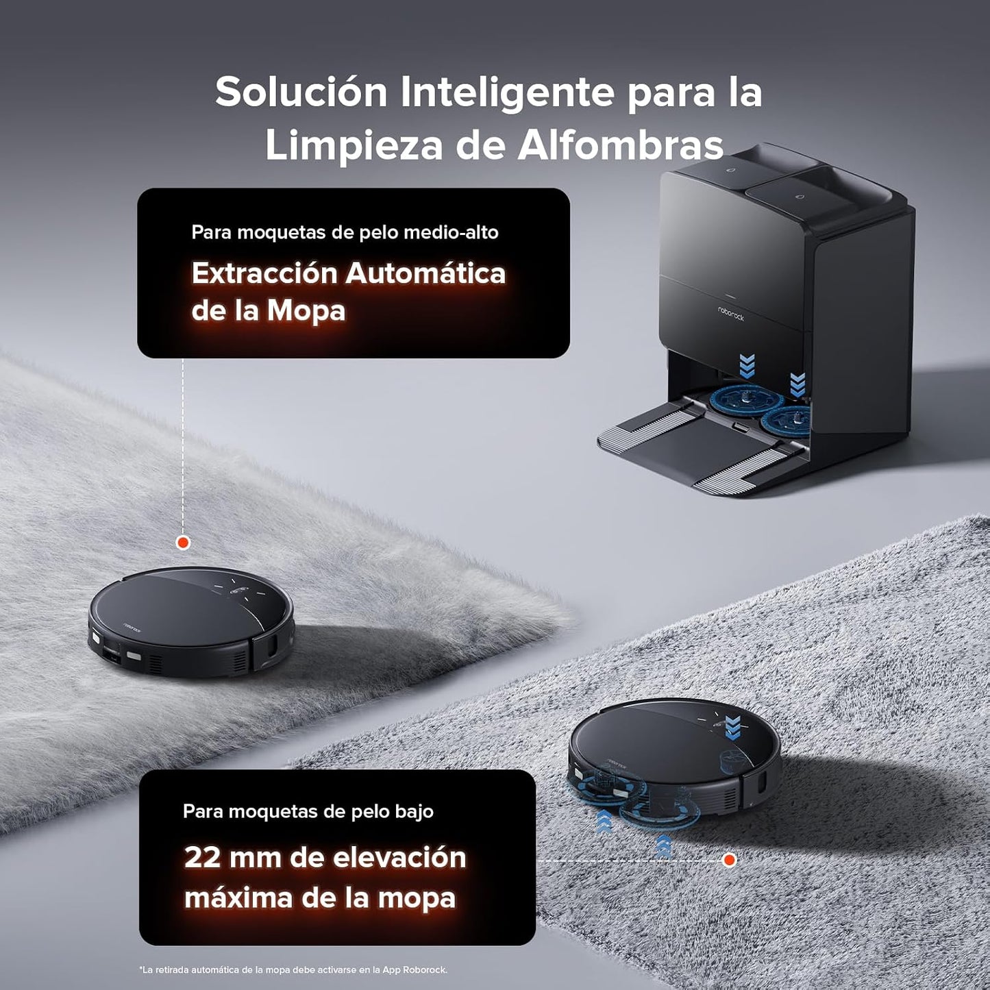 roborock Saros 10R Robot Aspirador 22000Pa Succión con mopa, Cuerpo Ultrafino de 7,98 cm, Obstáculo Extremo de 4 cm, Sin enredos, FlexiArm Riser, Vaciado Automático, Secado con Aire Caliente, Negro